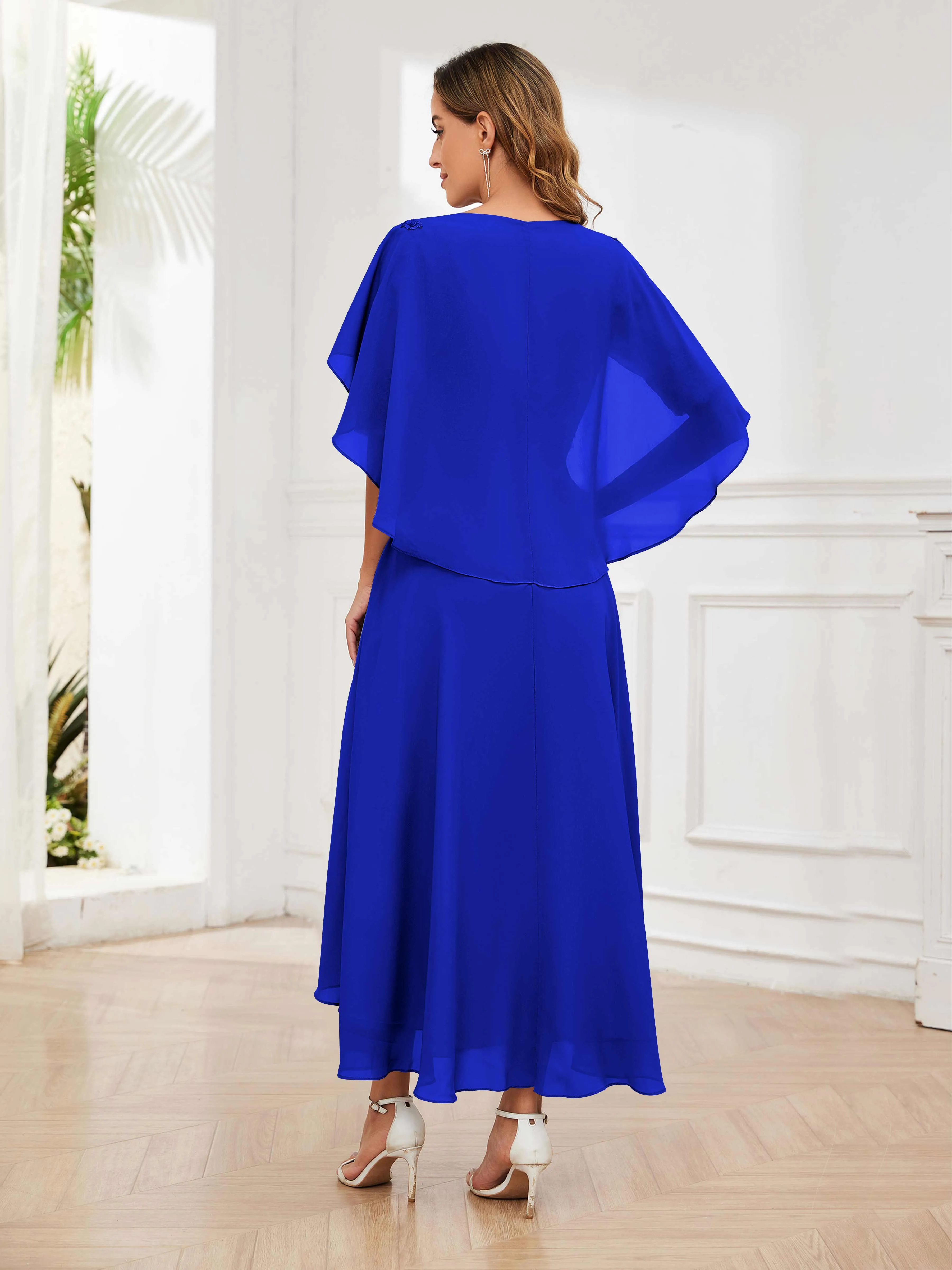 Jaliyah Trendy Illusion Lace Chiffon High Low Mother of the Bride Dresses