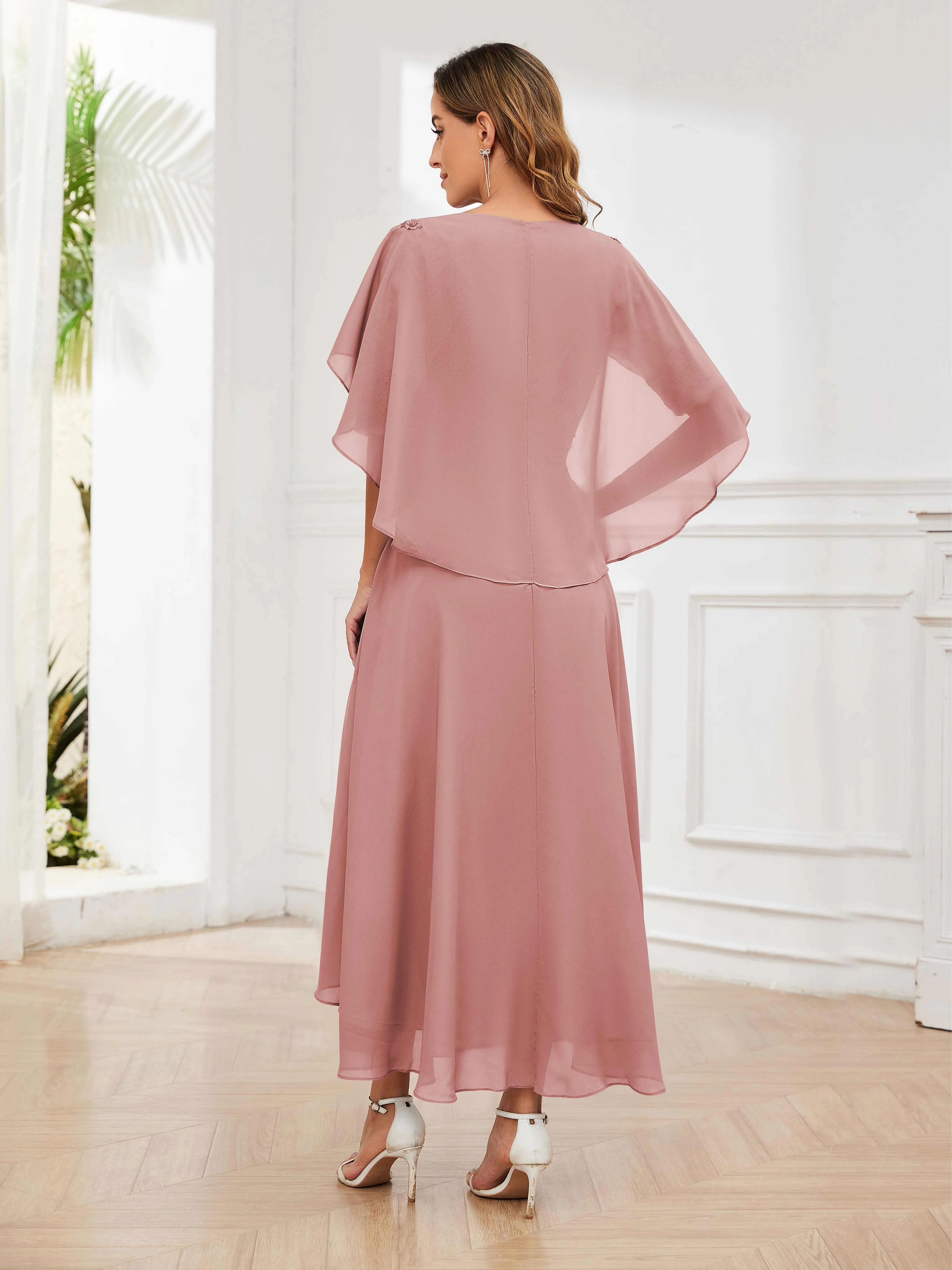 Jaliyah Trendy Illusion Lace Chiffon High Low Mother of the Bride Dresses