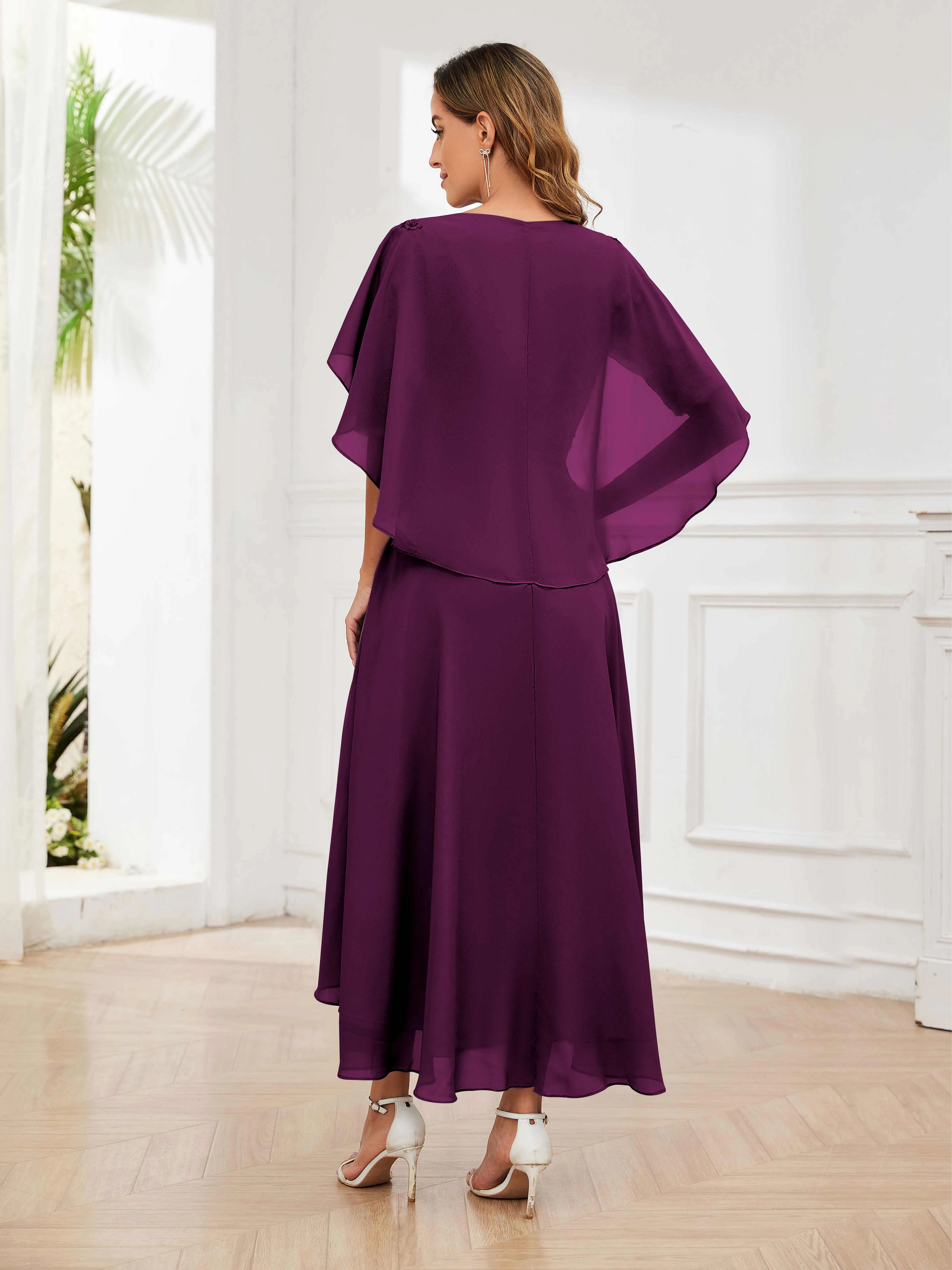 Jaliyah Trendy Illusion Lace Chiffon High Low Mother of the Bride Dresses