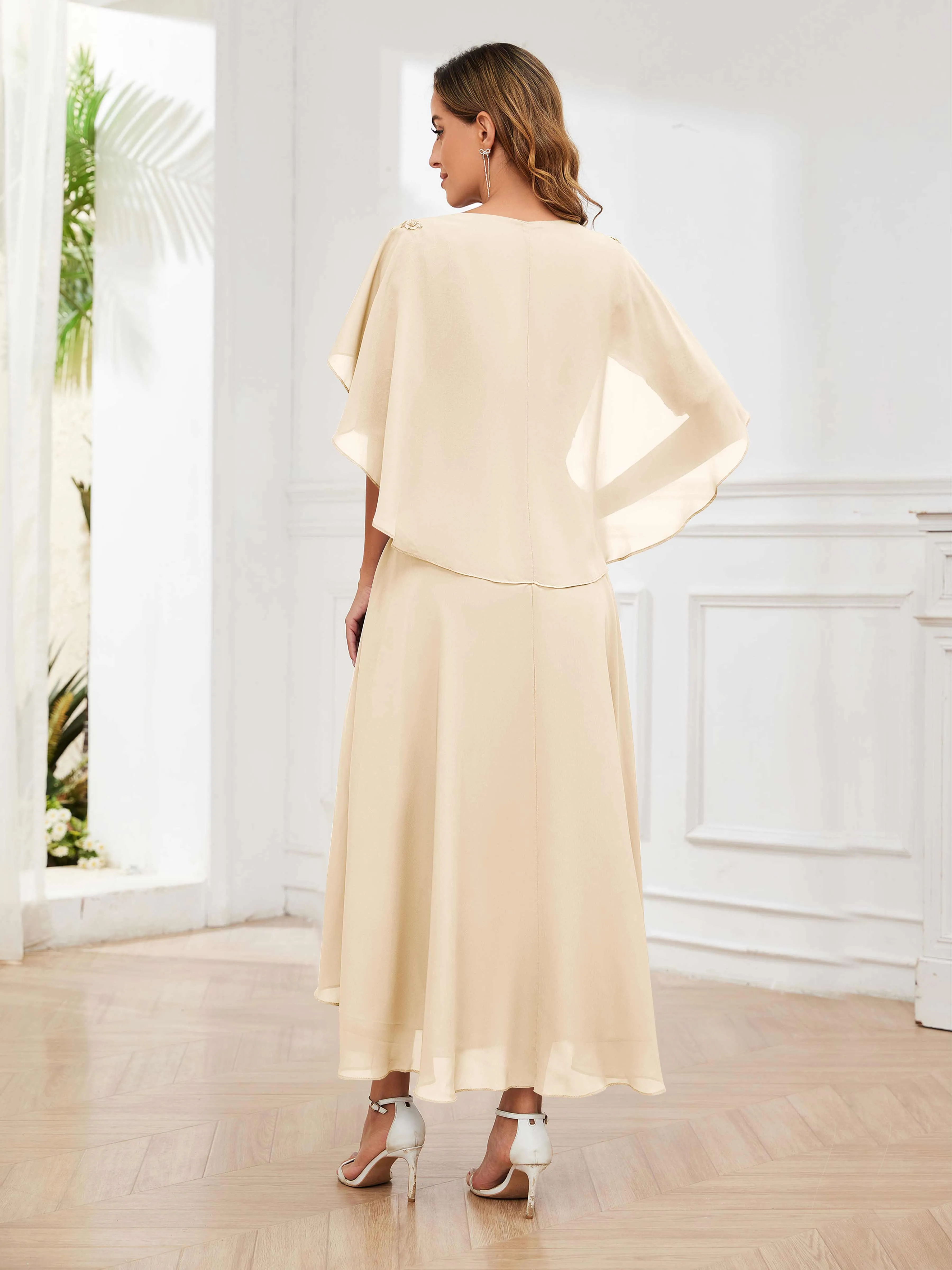 Jaliyah Trendy Illusion Lace Chiffon High Low Mother of the Bride Dresses
