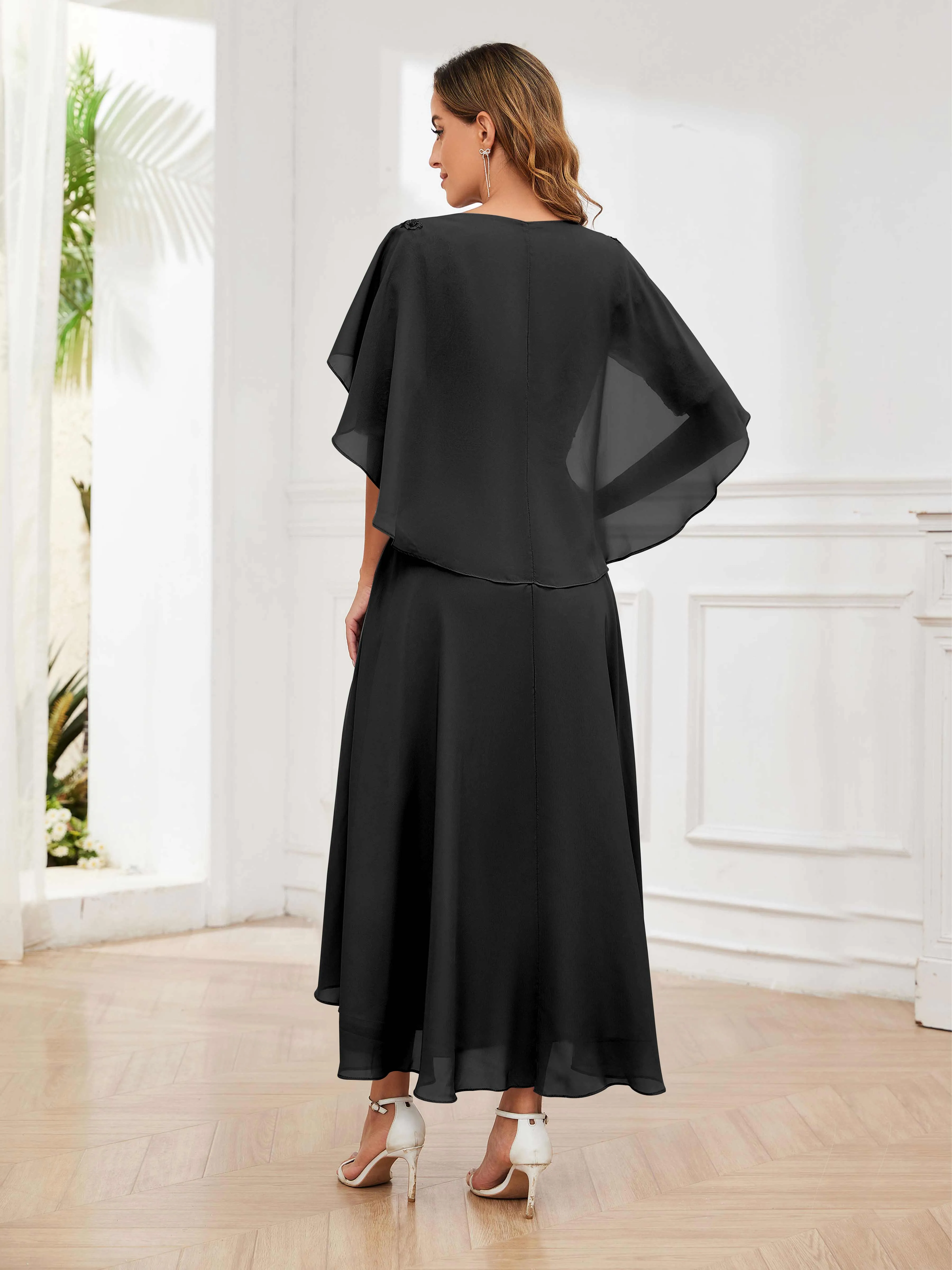 Jaliyah Trendy Illusion Lace Chiffon High Low Mother of the Bride Dresses