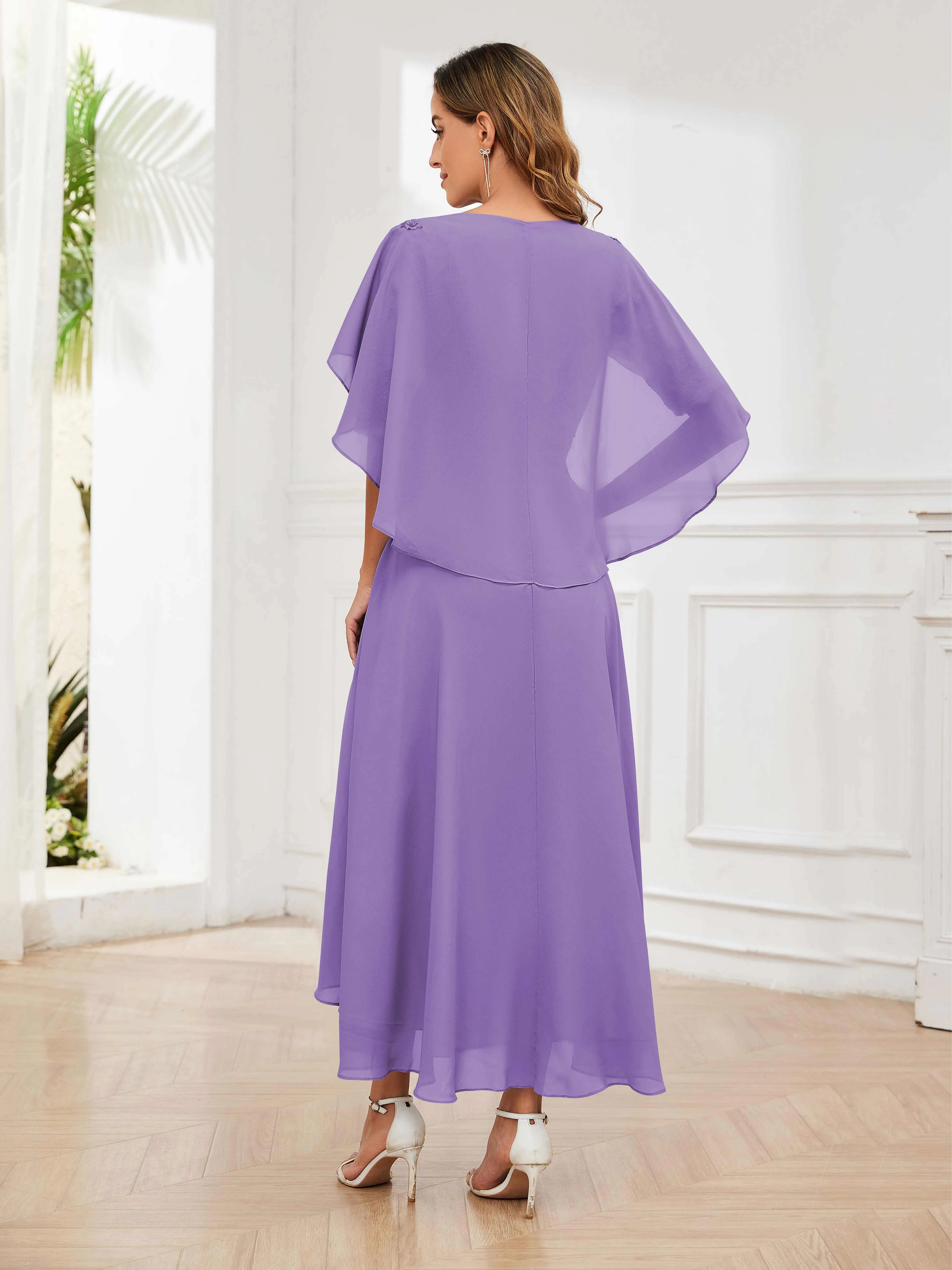 Jaliyah Trendy Illusion Lace Chiffon High Low Mother of the Bride Dresses