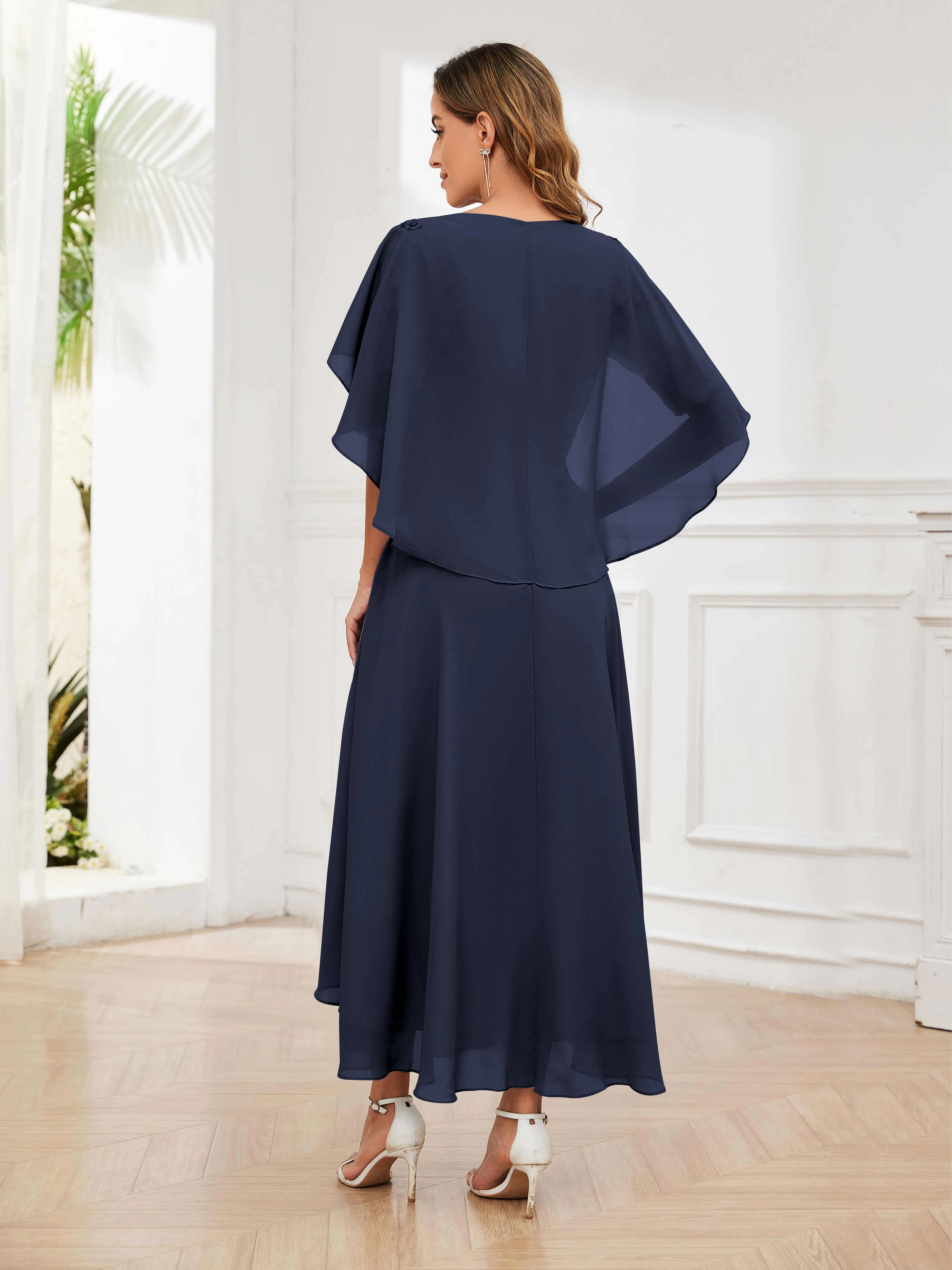 Jaliyah Trendy Illusion Lace Chiffon High Low Mother of the Bride Dresses