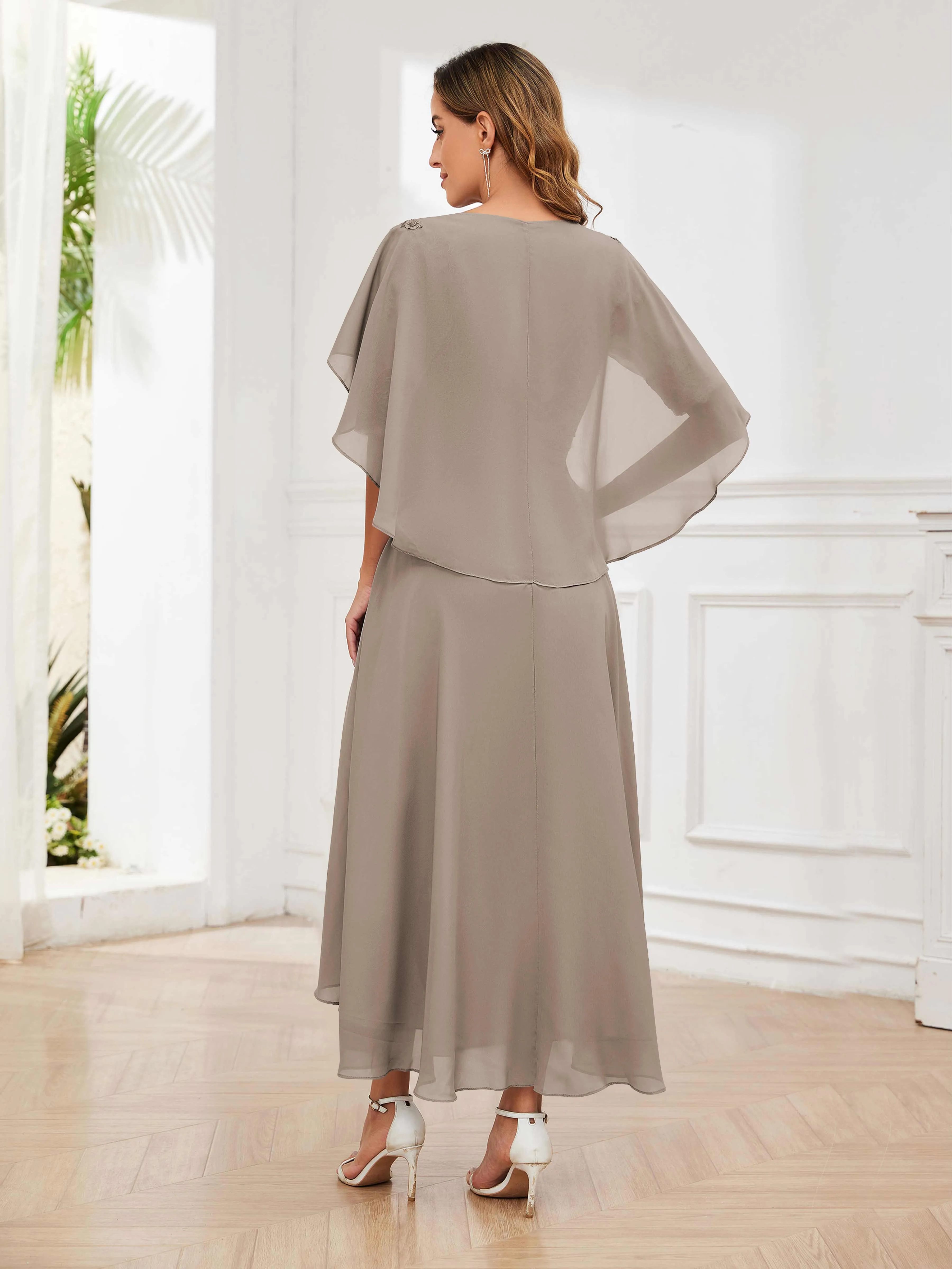 Jaliyah Trendy Illusion Lace Chiffon High Low Mother of the Bride Dresses