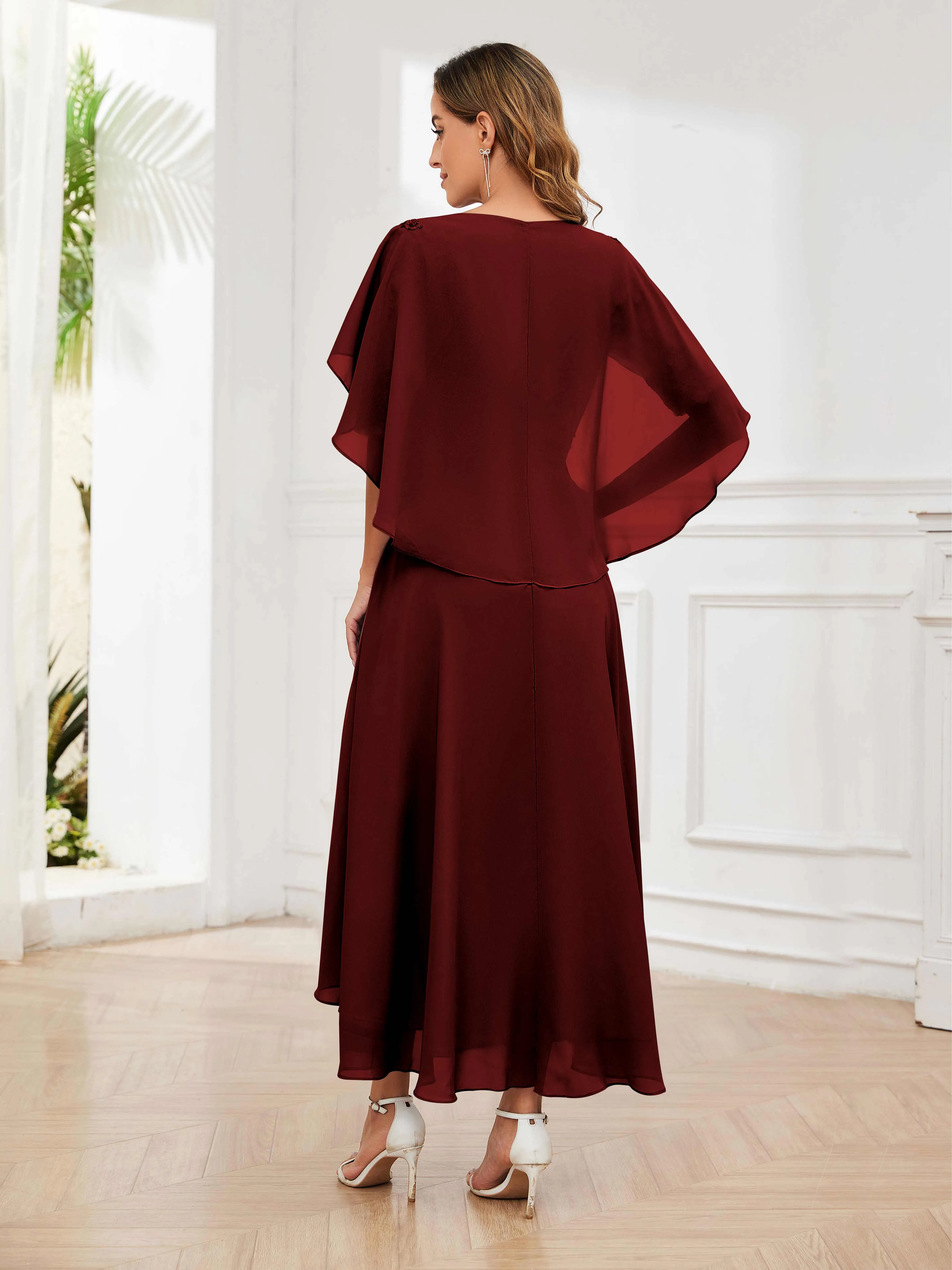 Jaliyah Trendy Illusion Lace Chiffon High Low Mother of the Bride Dresses