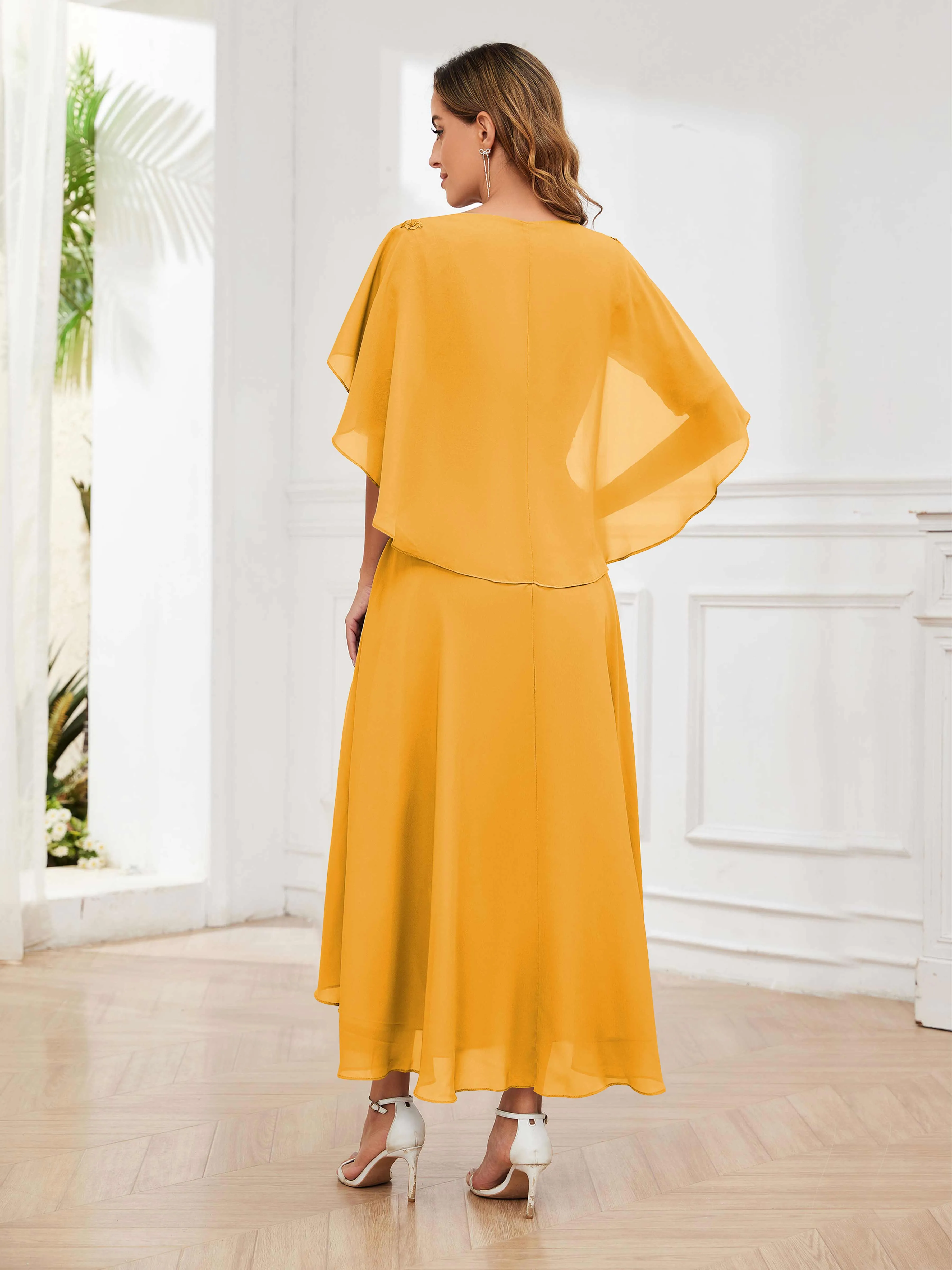 Jaliyah Trendy Illusion Lace Chiffon High Low Mother of the Bride Dresses