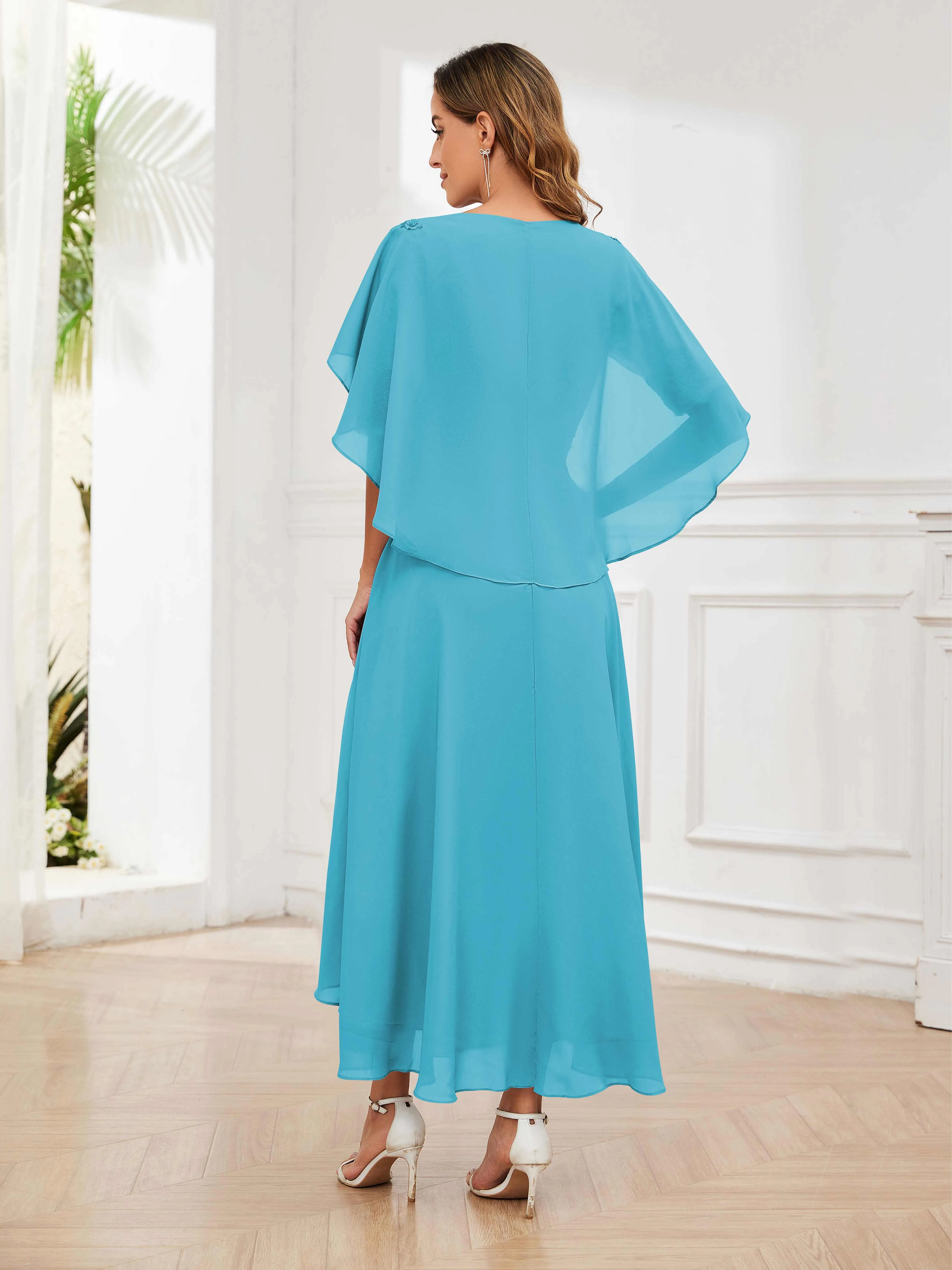 Jaliyah Trendy Illusion Lace Chiffon High Low Mother of the Bride Dresses