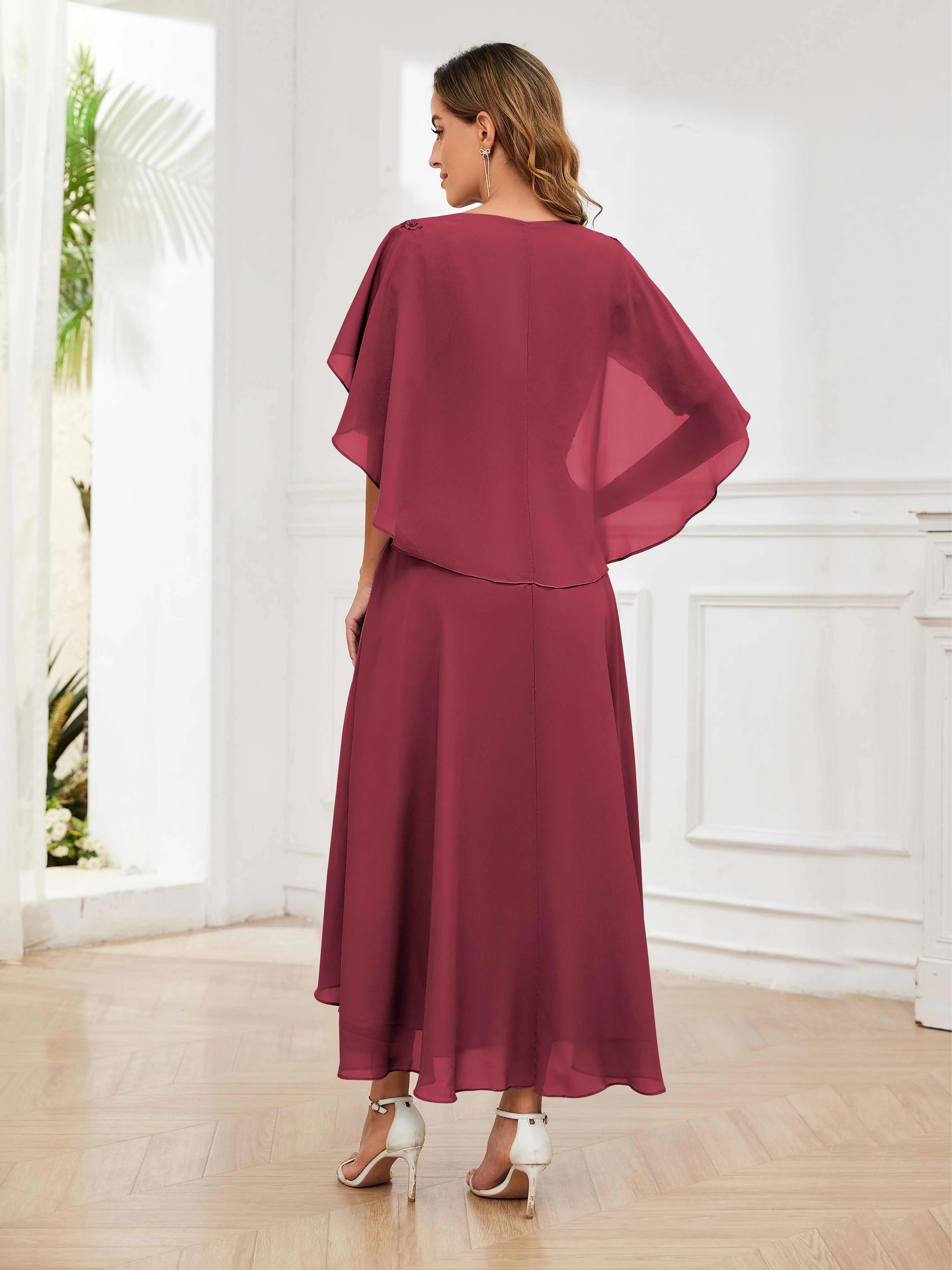 Jaliyah Trendy Illusion Lace Chiffon High Low Mother of the Bride Dresses