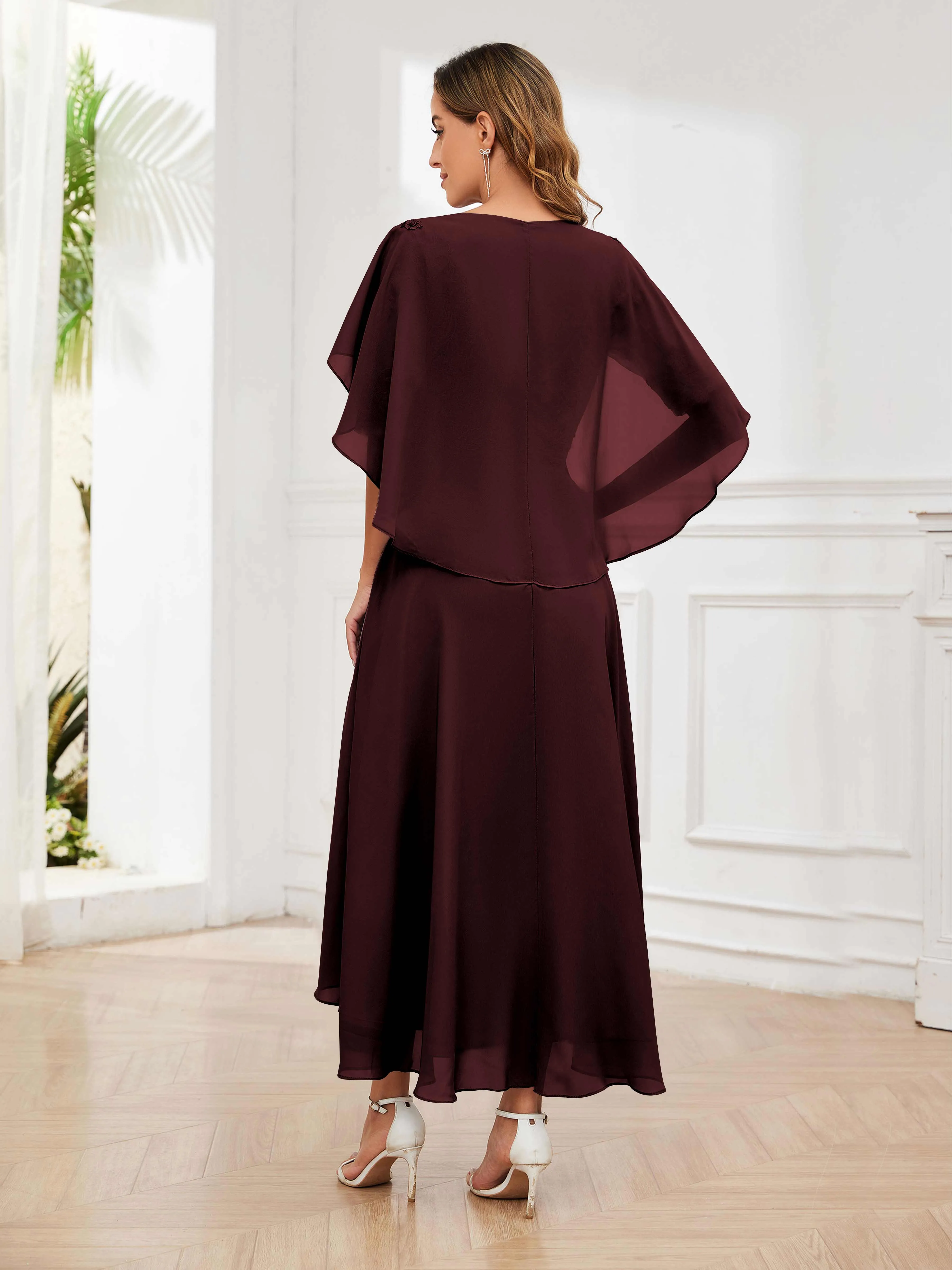 Jaliyah Trendy Illusion Lace Chiffon High Low Mother of the Bride Dresses