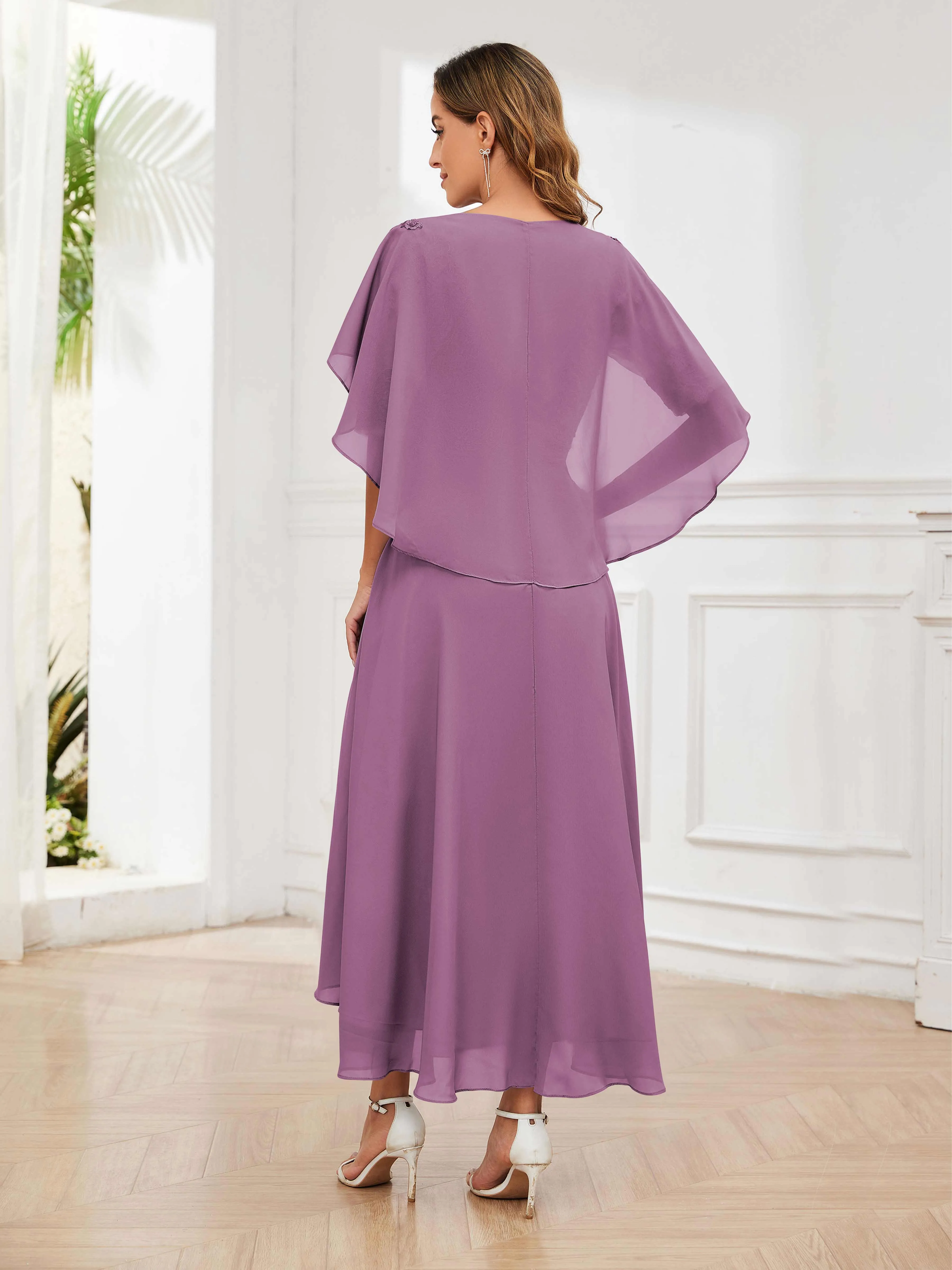 Jaliyah Trendy Illusion Lace Chiffon High Low Mother of the Bride Dresses