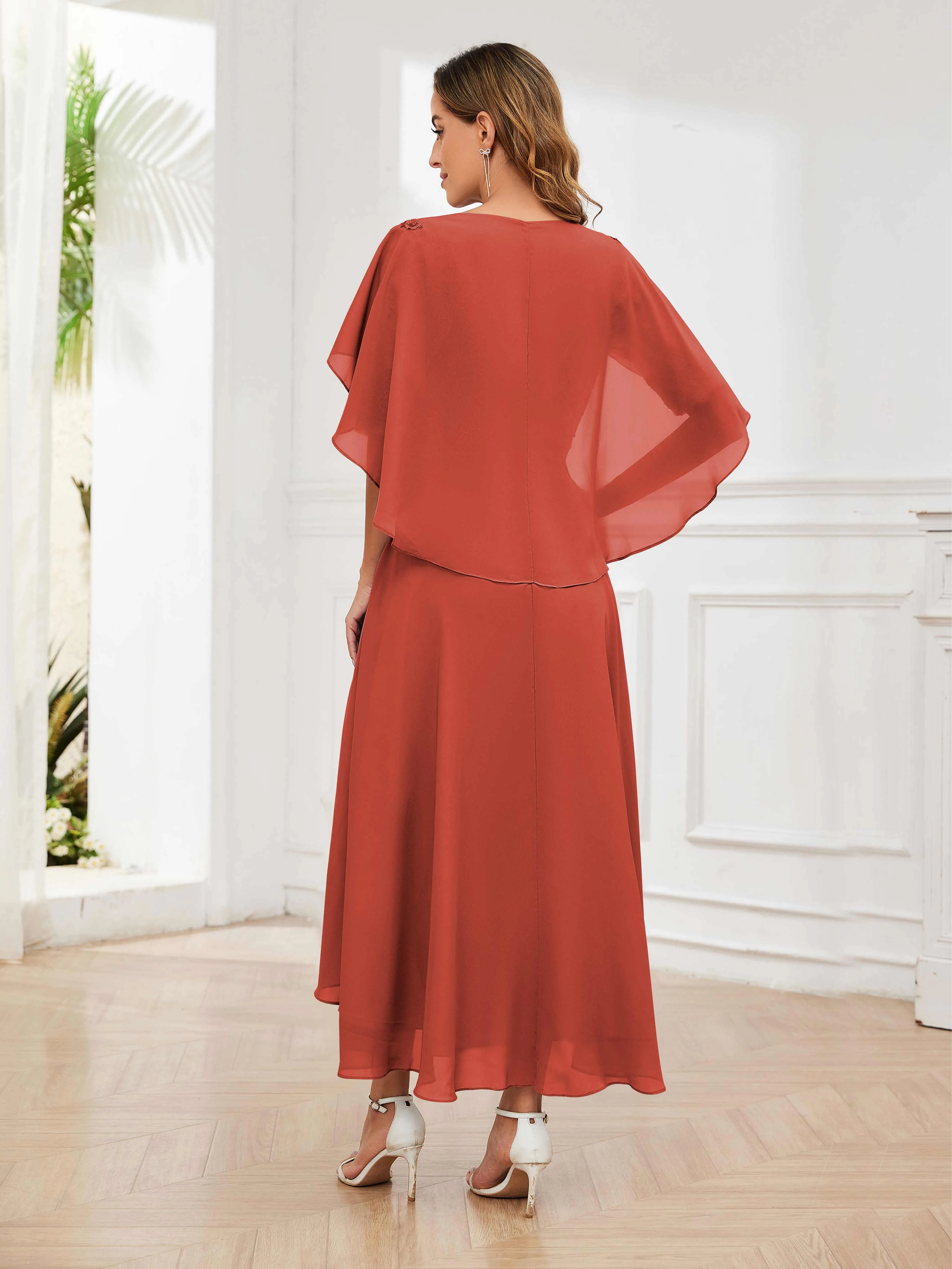 Jaliyah Trendy Illusion Lace Chiffon High Low Mother of the Bride Dresses