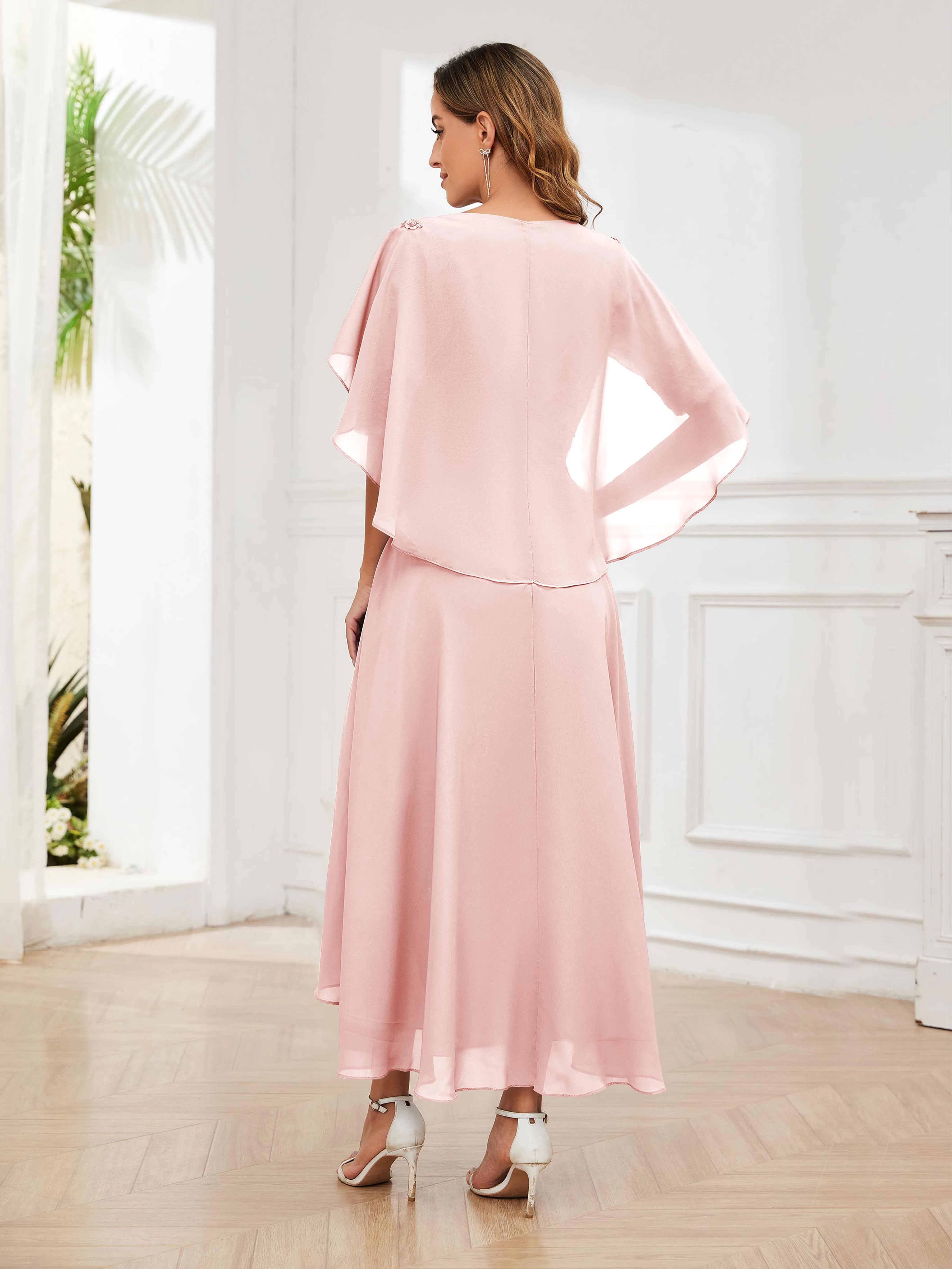 Jaliyah Trendy Illusion Lace Chiffon High Low Mother of the Bride Dresses