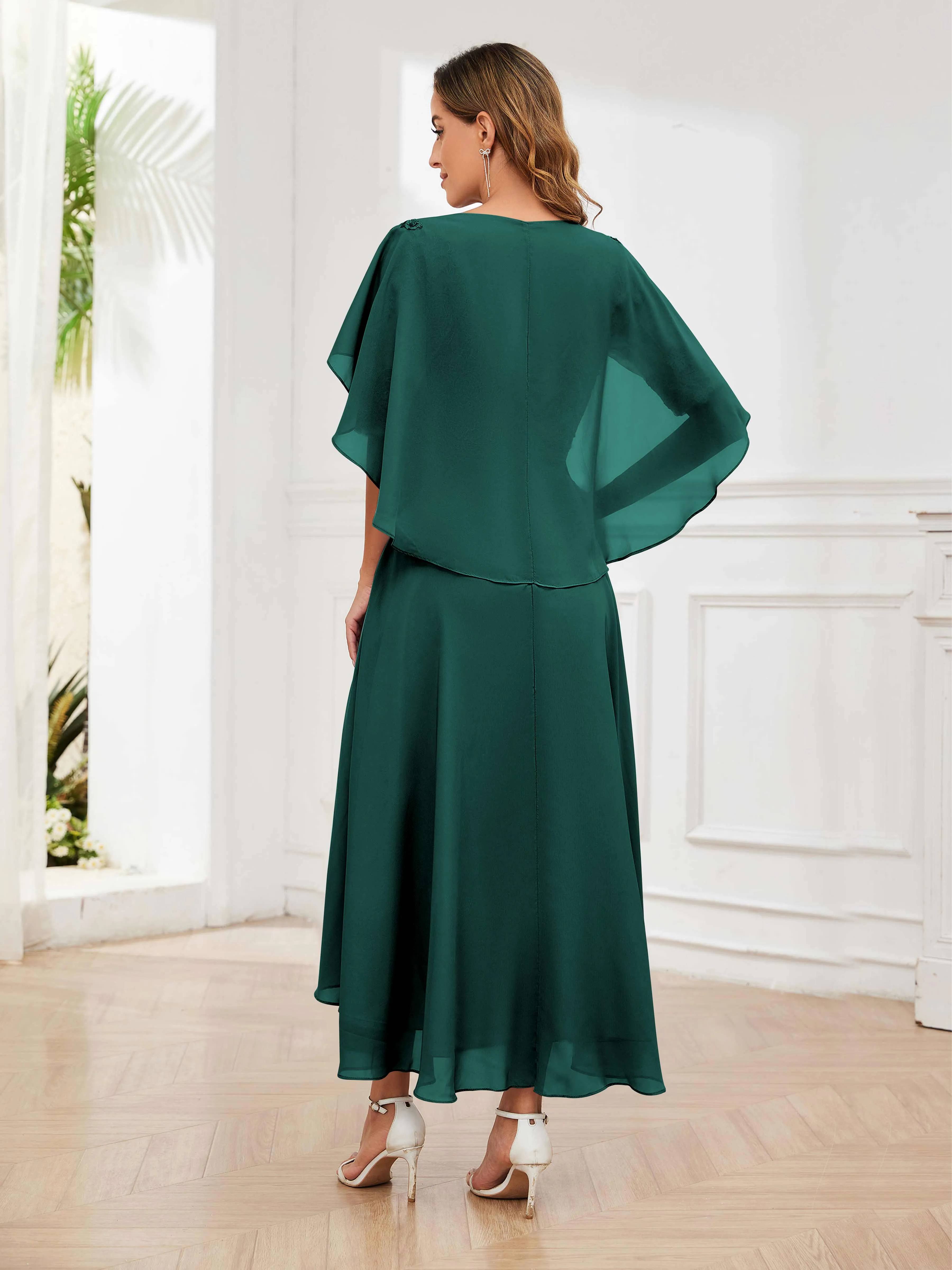 Jaliyah Trendy Illusion Lace Chiffon High Low Mother of the Bride Dresses