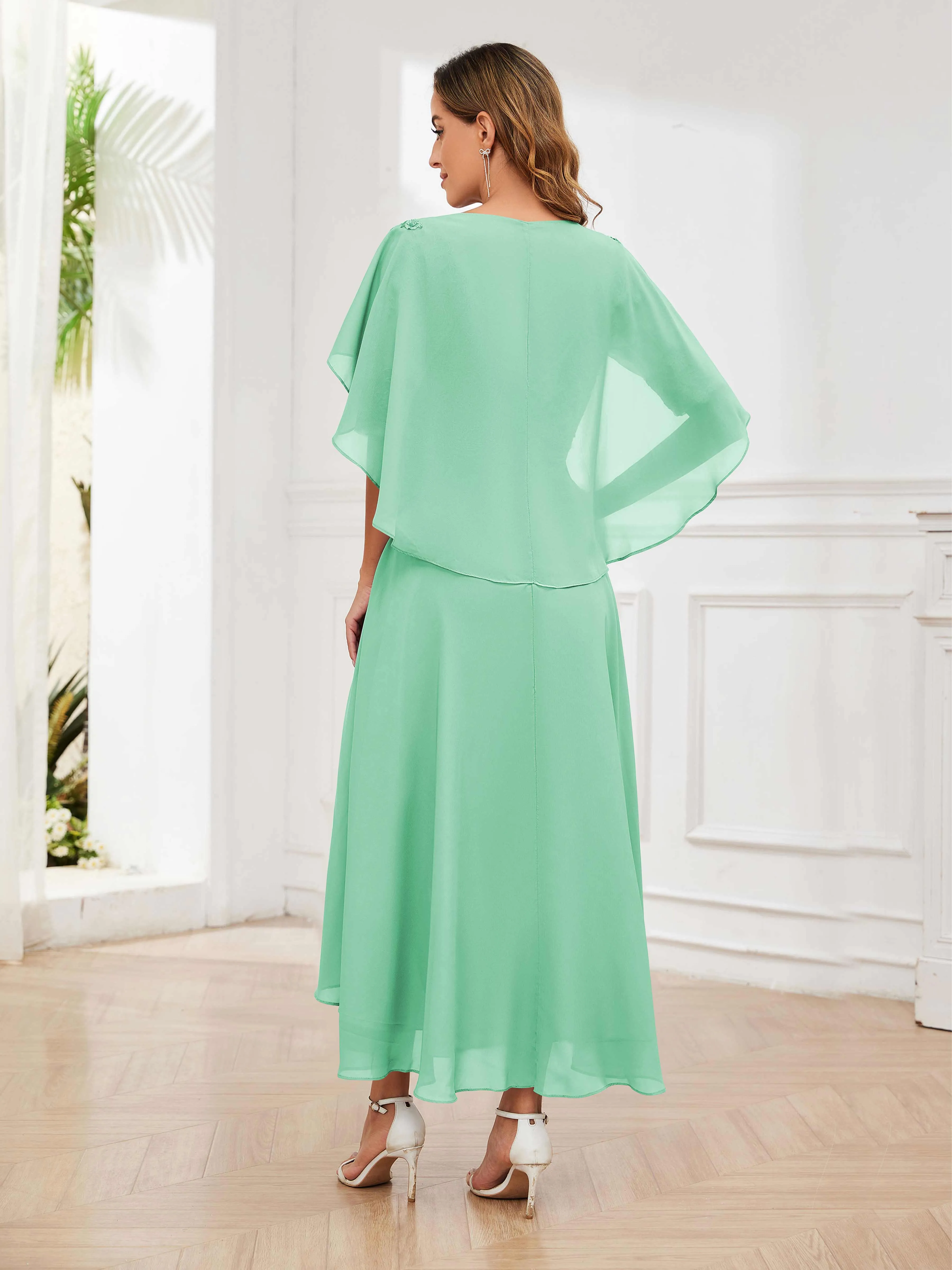 Jaliyah Trendy Illusion Lace Chiffon High Low Mother of the Bride Dresses
