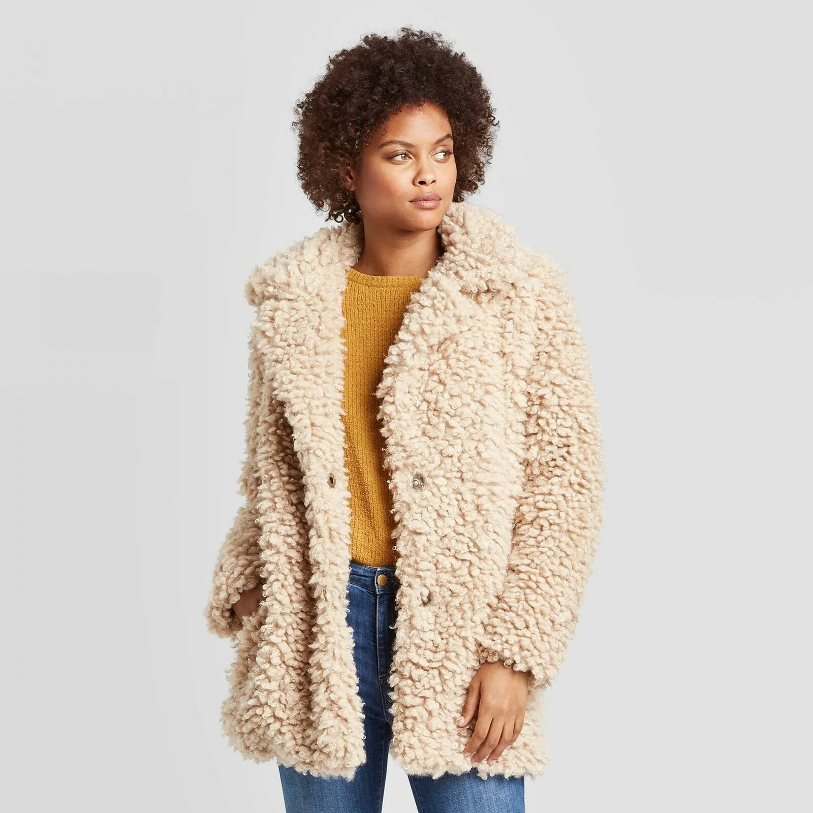 Knox Rose Women's Faux Fur Snap Front Jacket Brown XL