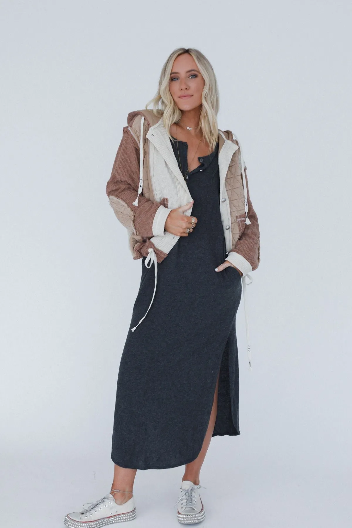Leighton Button Up Jacket - Chocolate