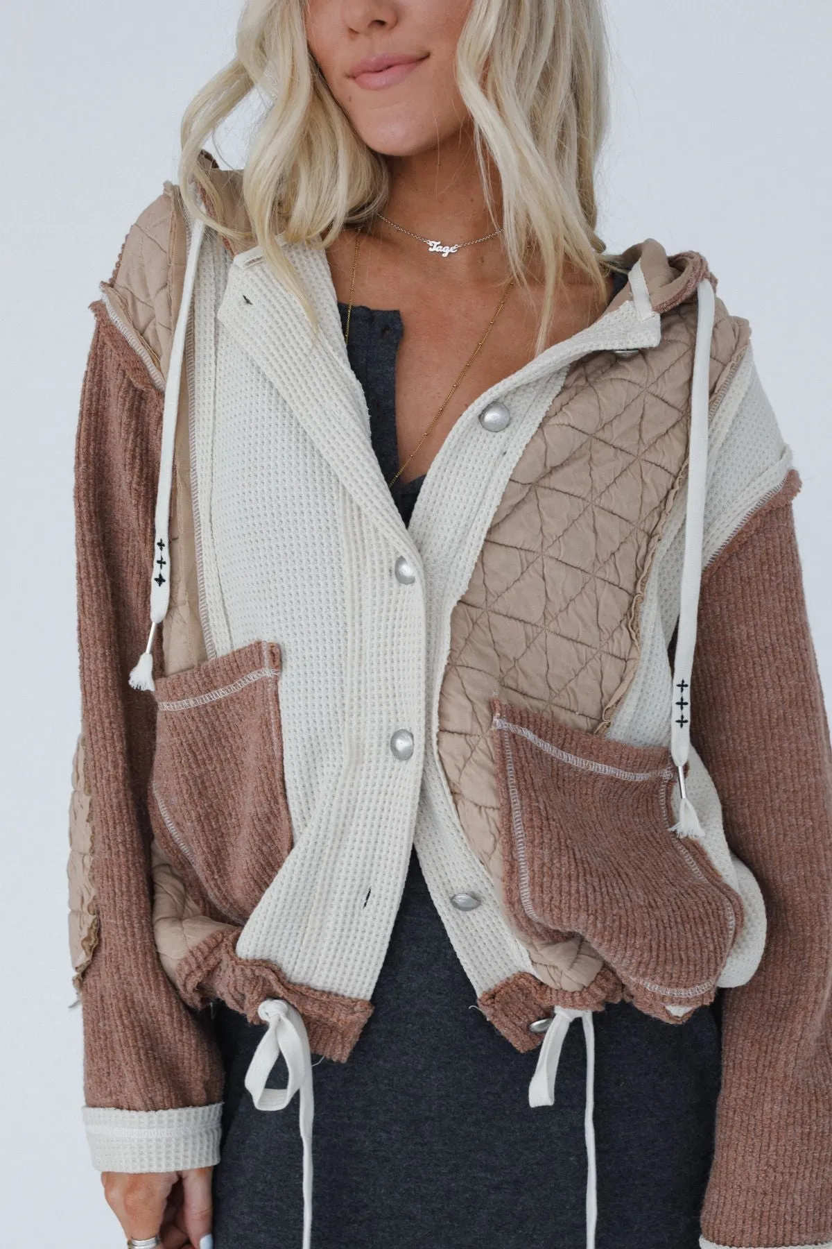 Leighton Button Up Jacket - Chocolate