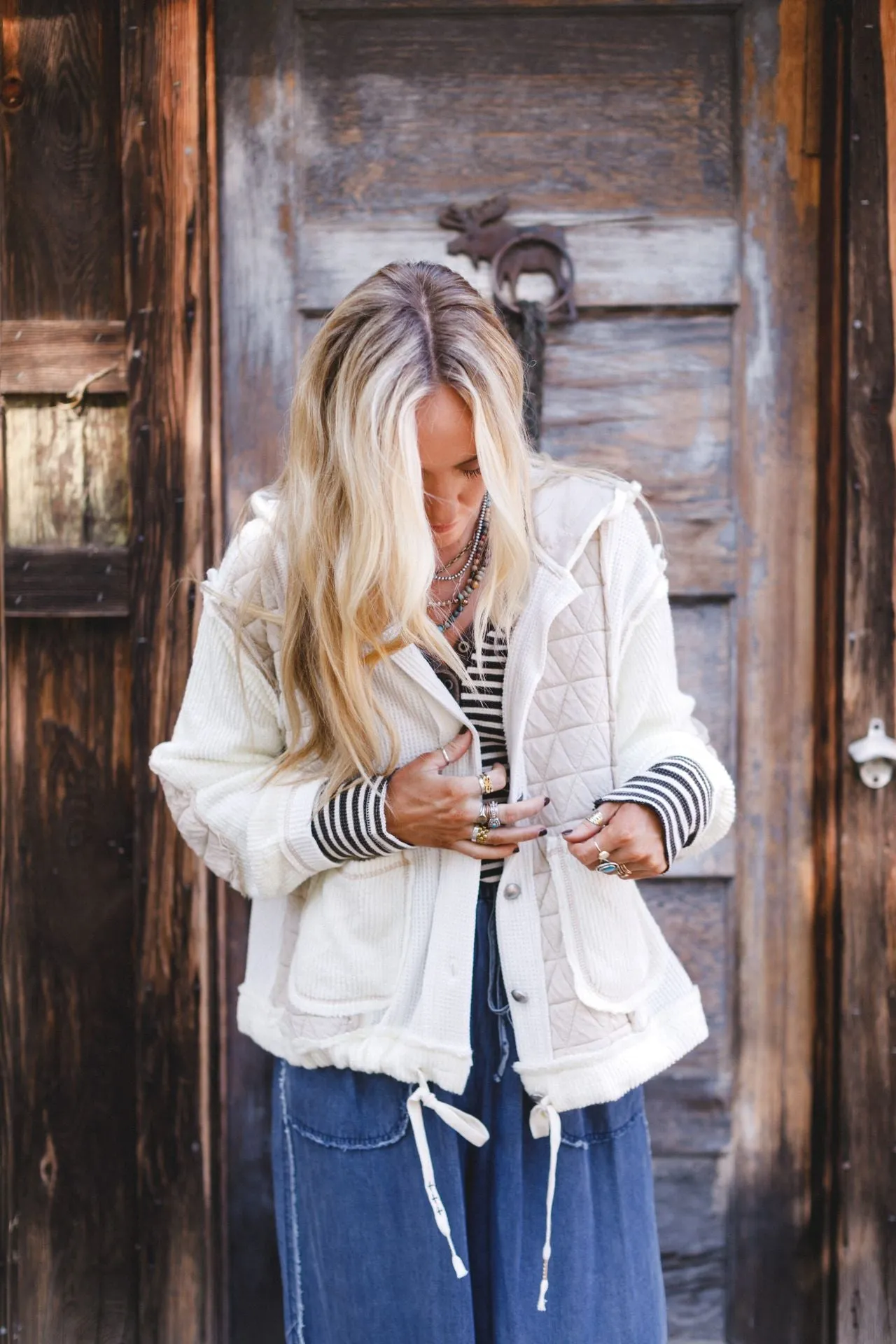 Leighton Button Up Jacket - Cream
