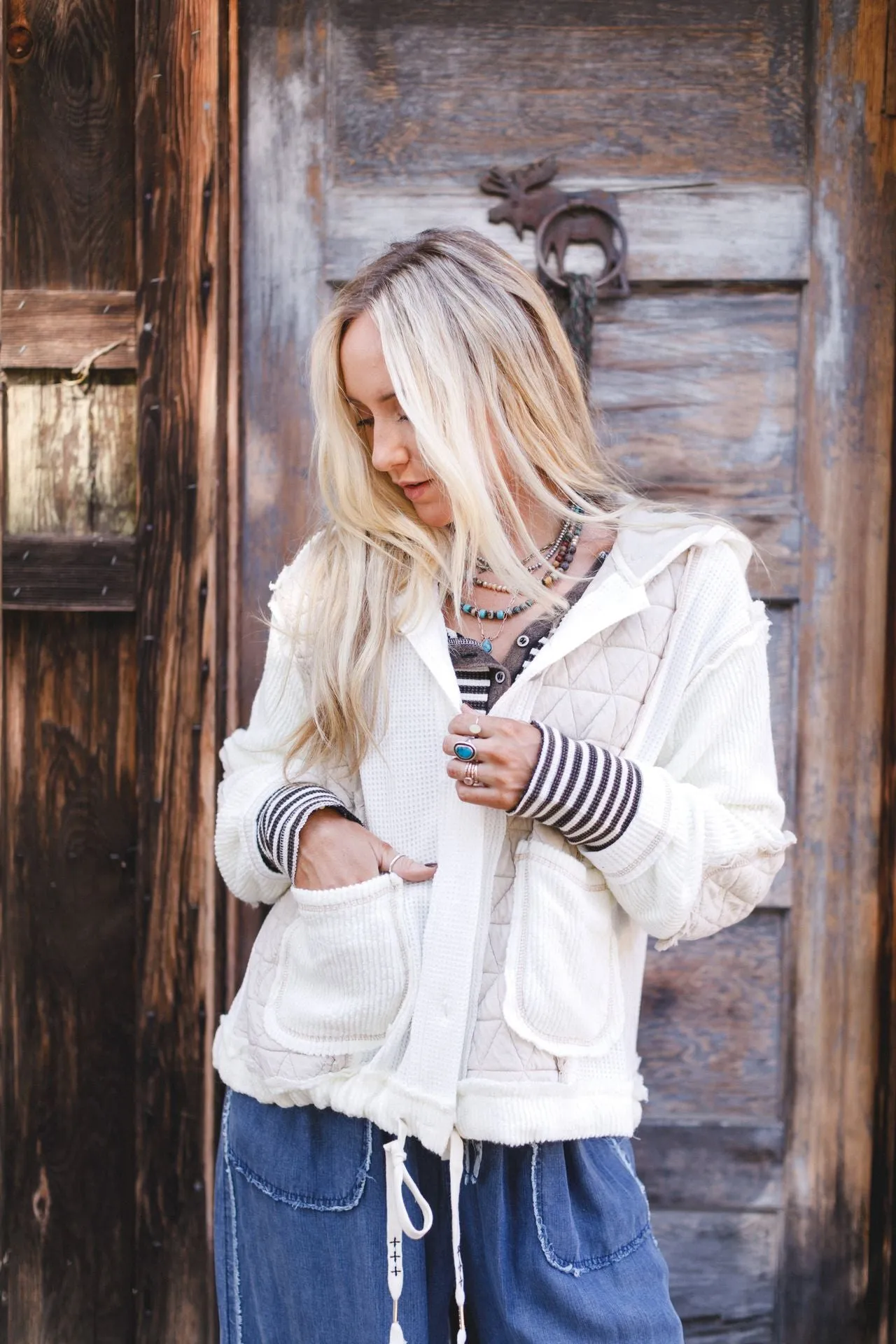 Leighton Button Up Jacket - Cream
