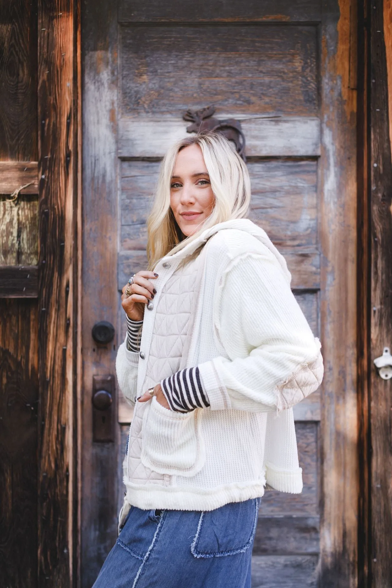 Leighton Button Up Jacket - Cream