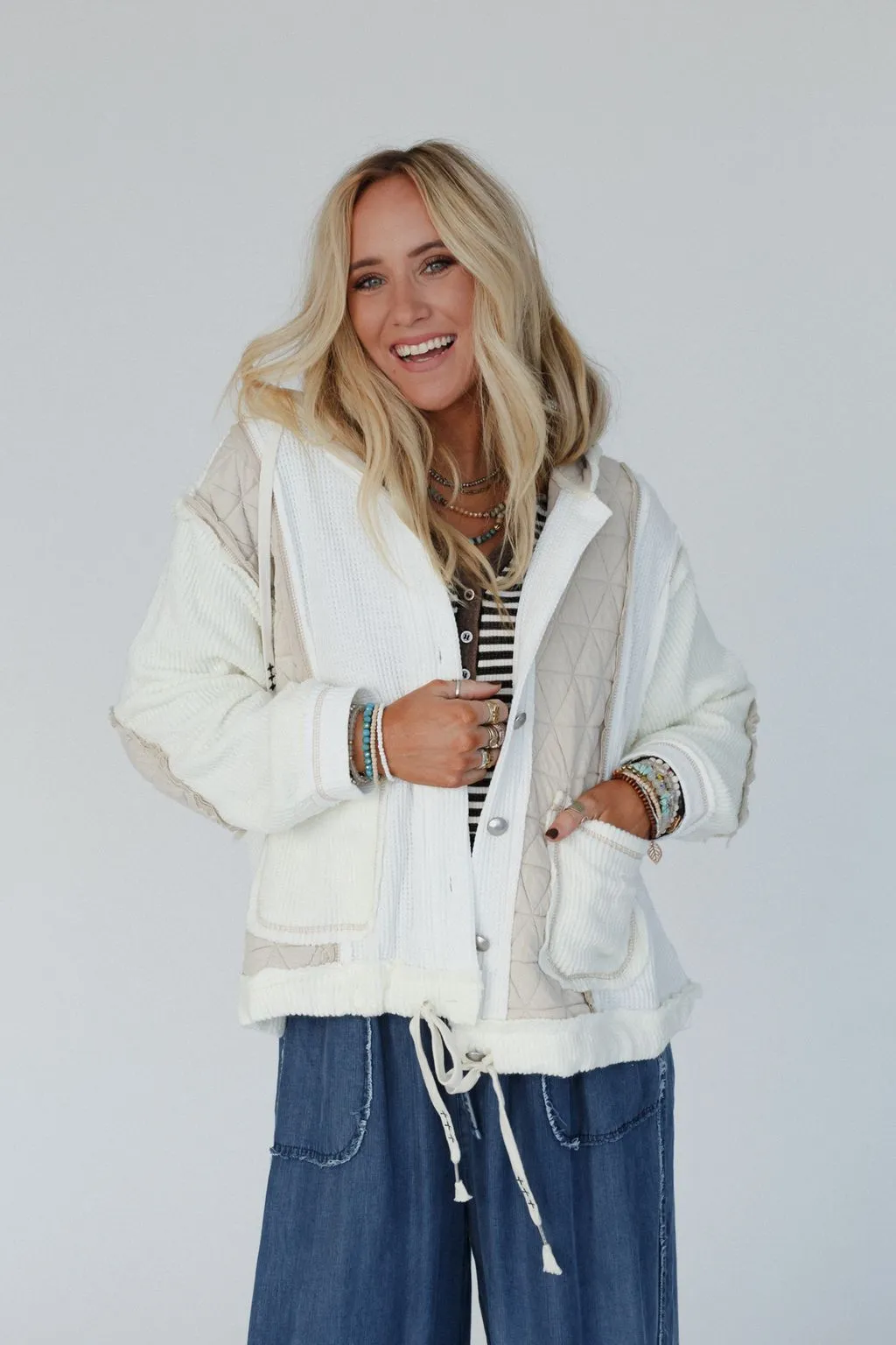 Leighton Button Up Jacket - Cream