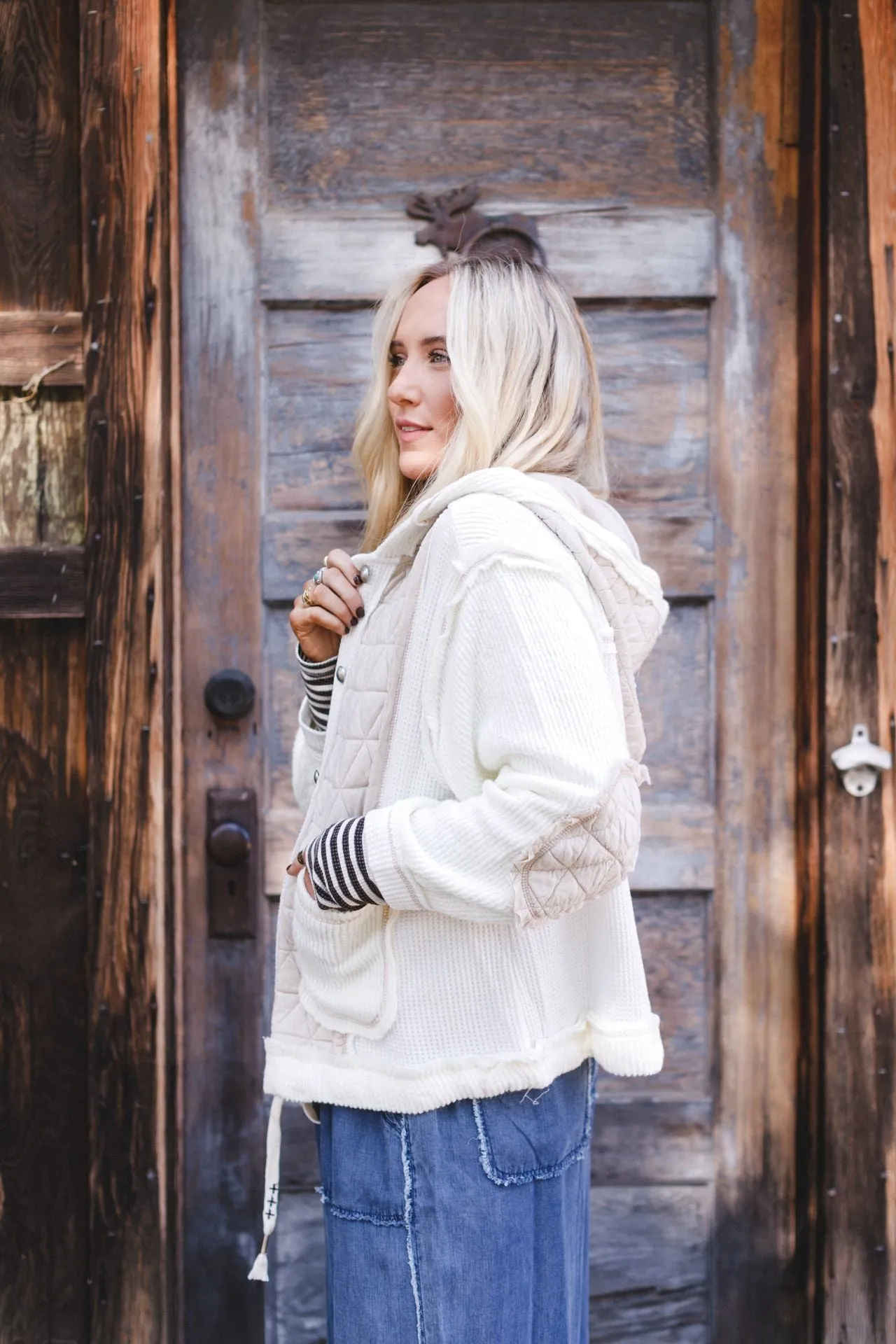 Leighton Button Up Jacket - Cream