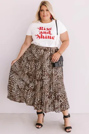 Meet Me In Manhattan Leopard Skirt In Brown Curves