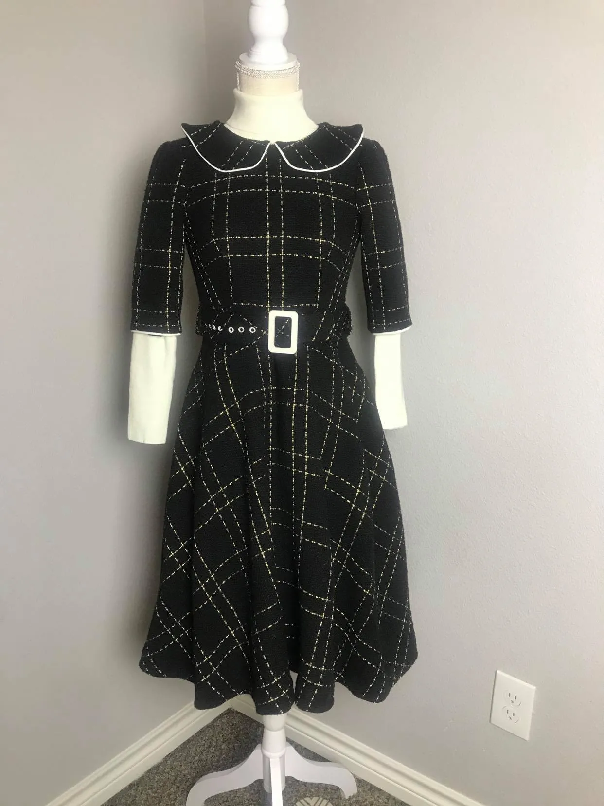 Meghan Dress in Tweed plaid patterns size S