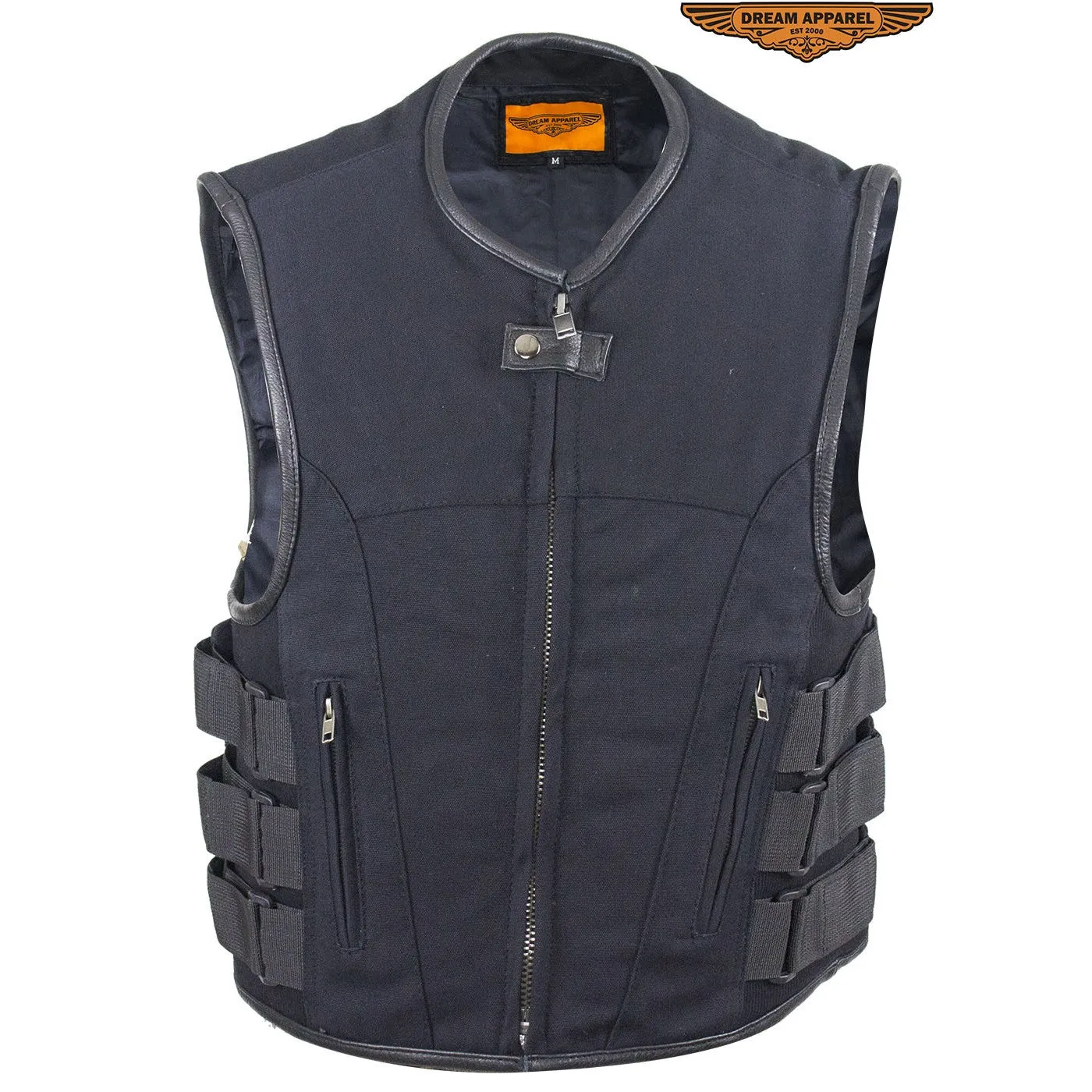 Mens Canvas Motorcycle Vest With Two Gun Pockets