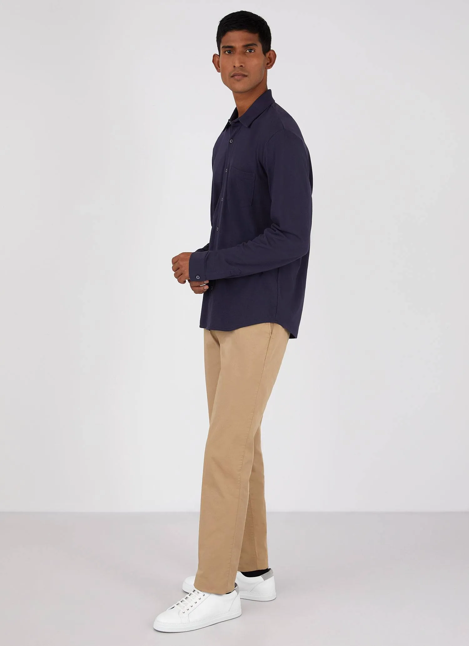 Men's Piqué Shirt in Navy