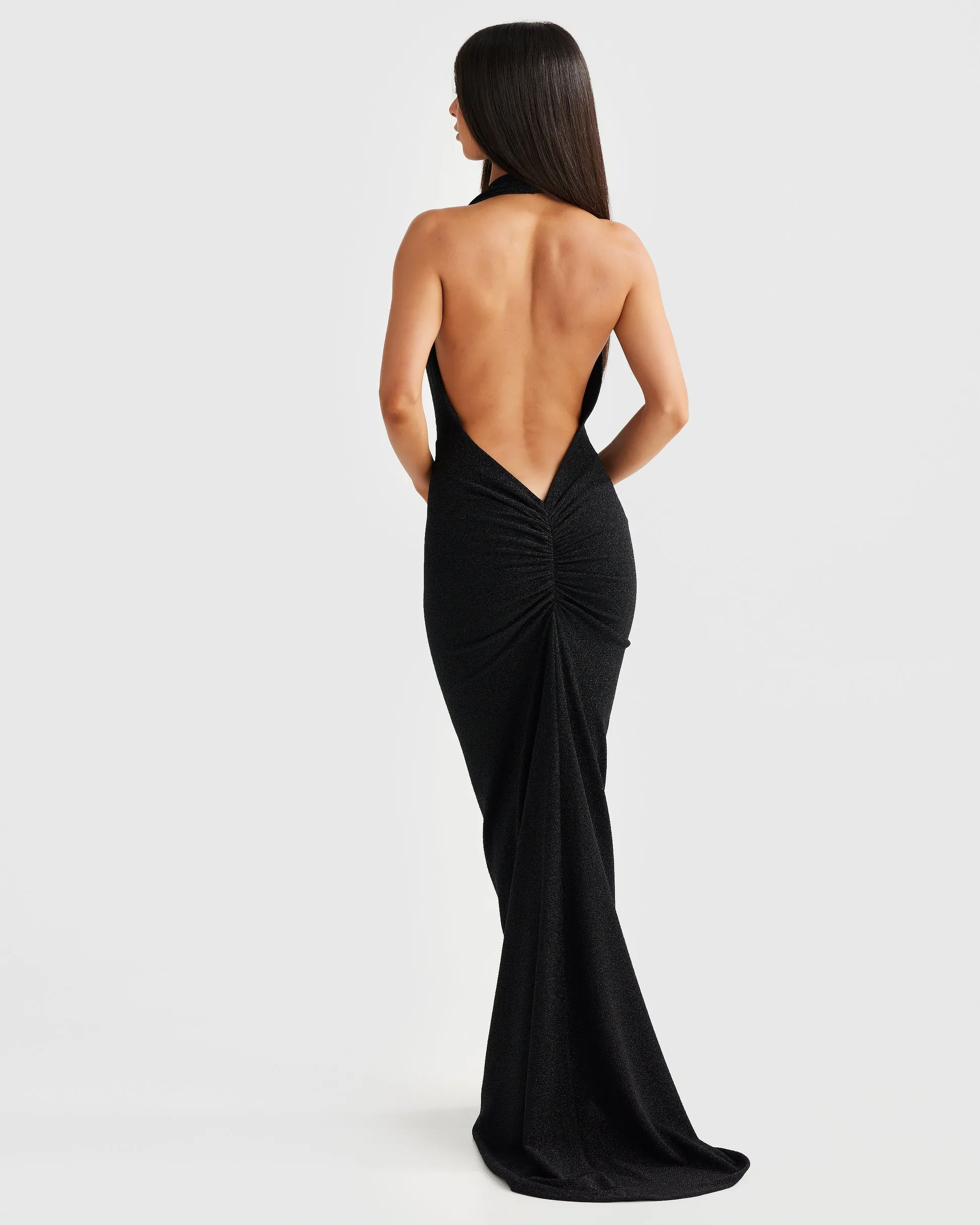 MÉLANI The Label MARIA Foil Cowl Neck Open Back Dress