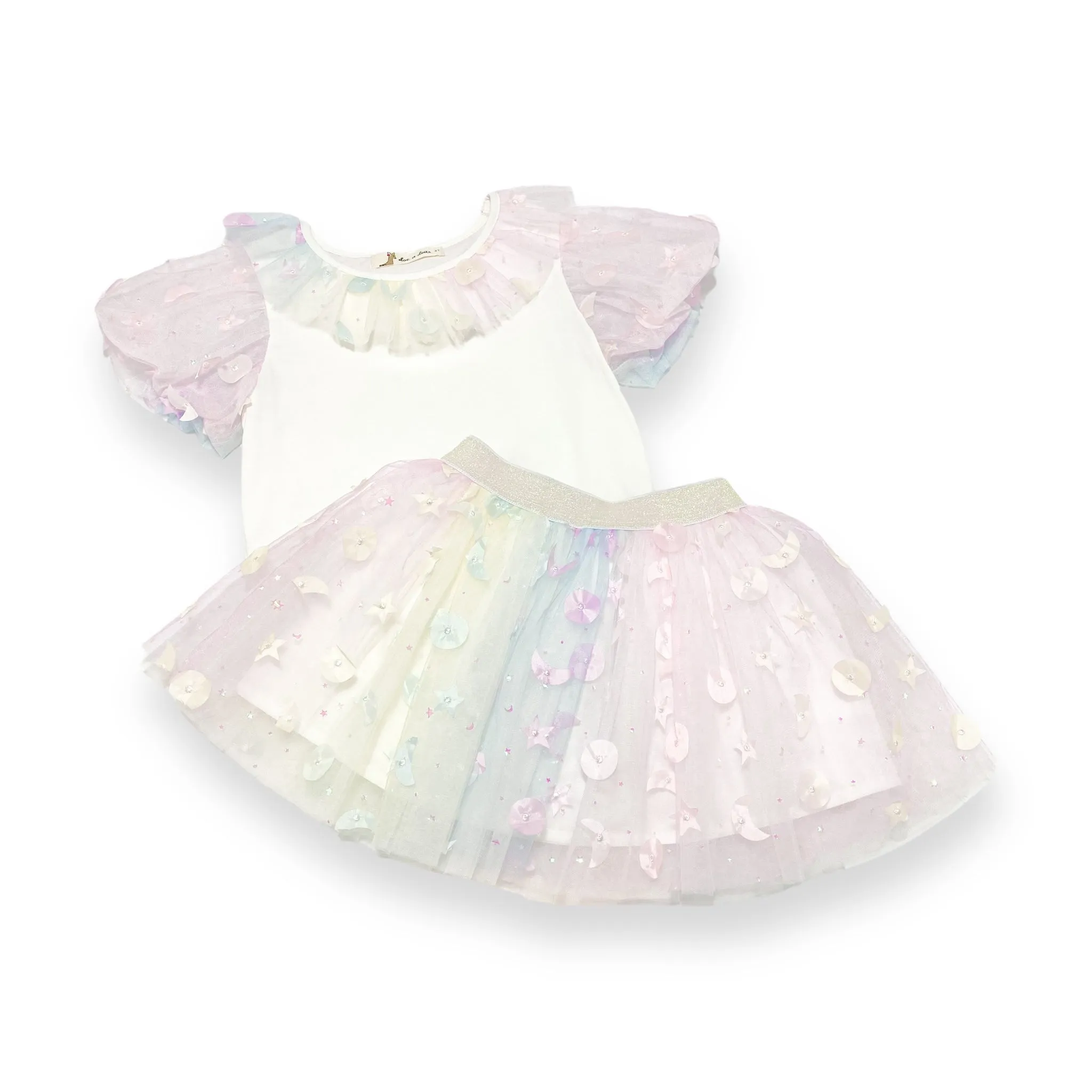 Moon & Star Embellished Tutu - white