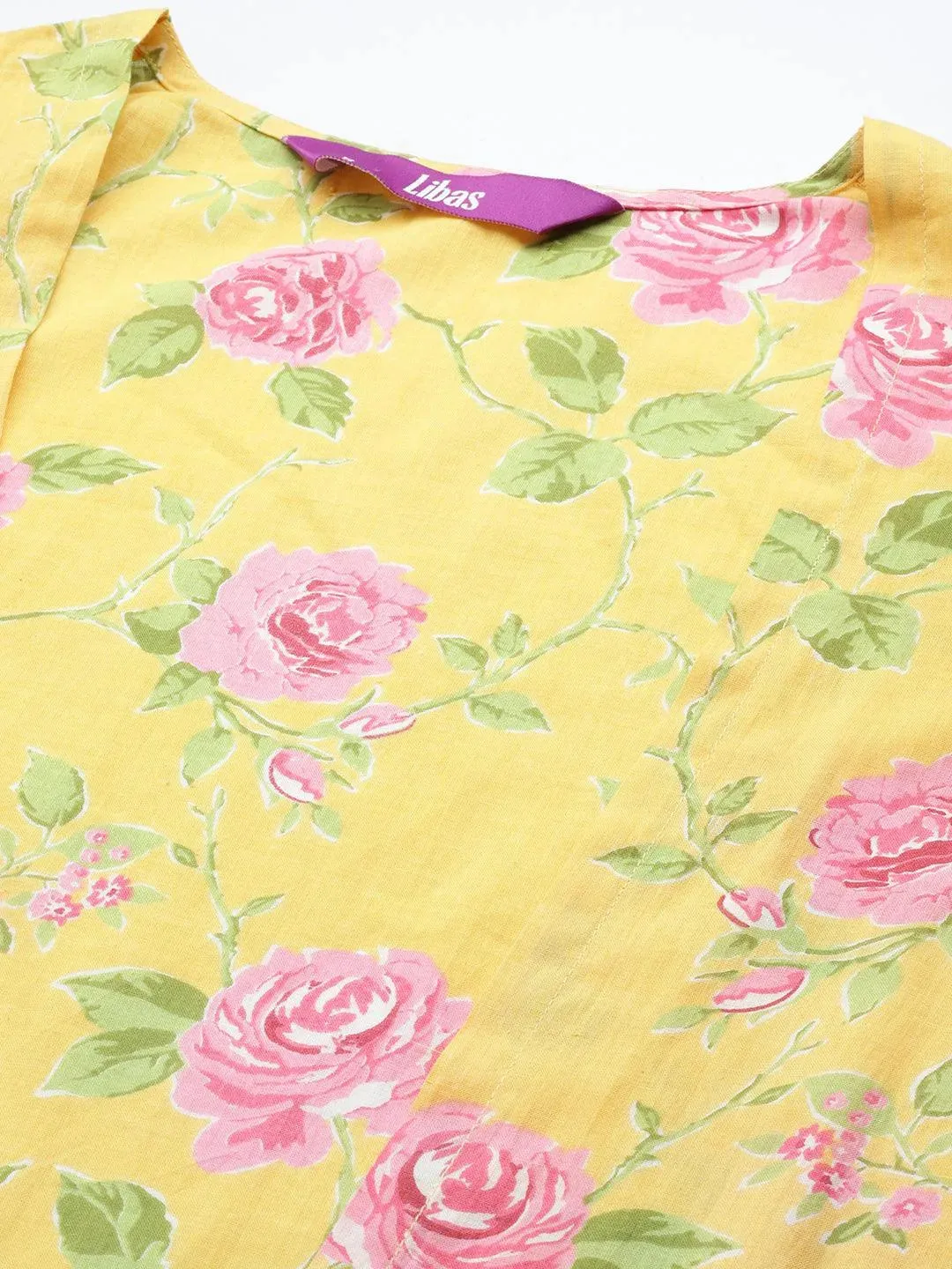 Mustard Printed Cotton 3 Piece Co-Ords