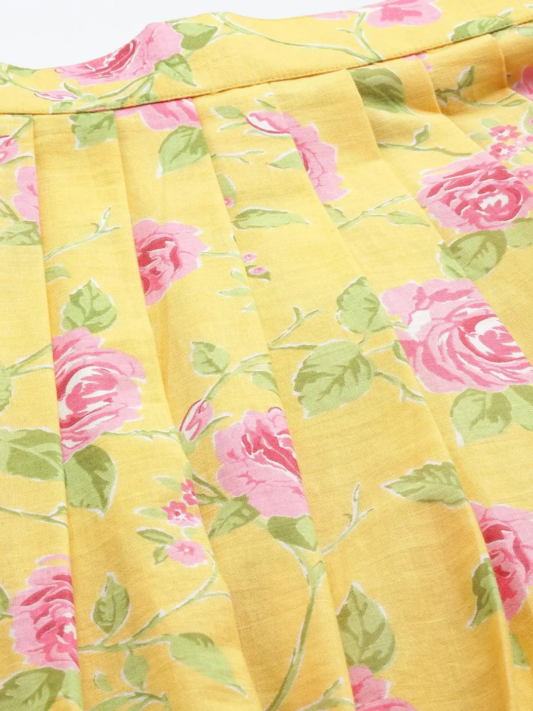Mustard Printed Cotton 3 Piece Co-Ords