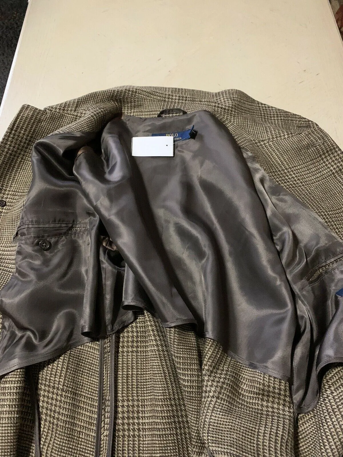New$1195 Polo Ralph Lauren Men Linen/Silk Coat Trench Coat Brown 44L US