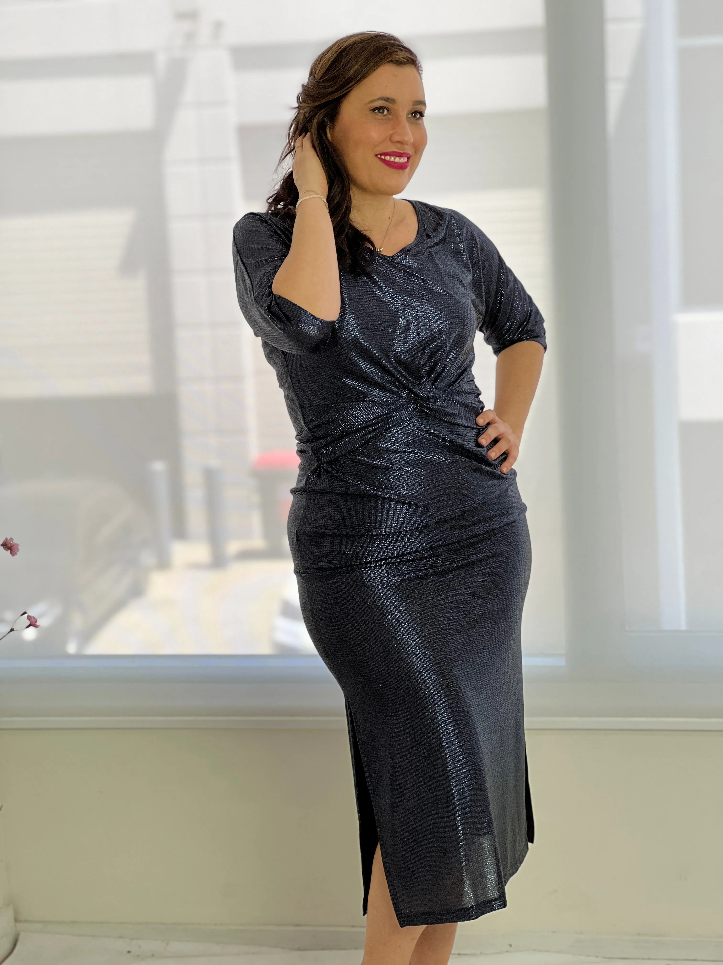 Opal Navy Shimmer Dress