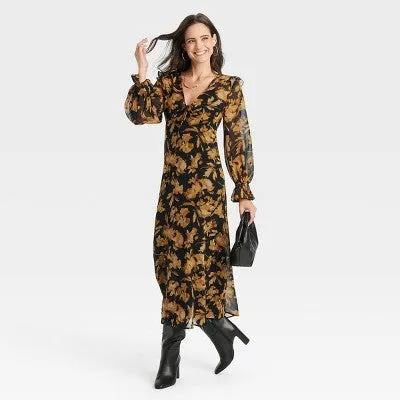 Open Box - Women's Long Sleeve Sheer Maxi Dress - A New Day