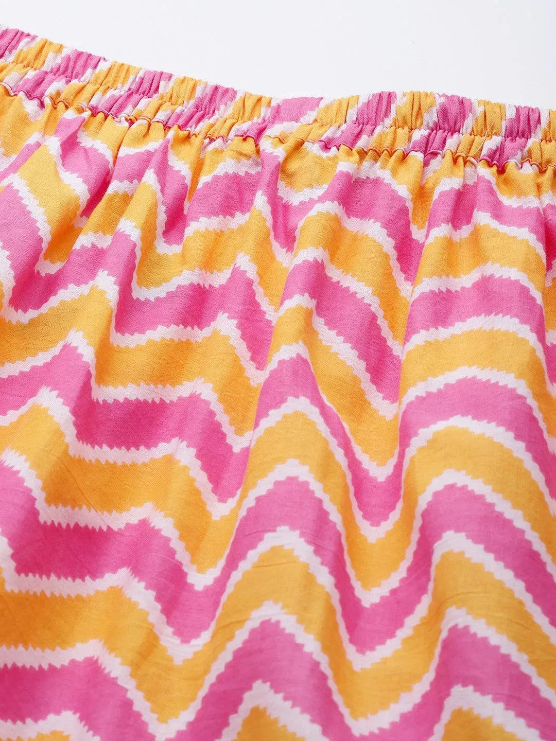 Orange Printed Cotton Skirt