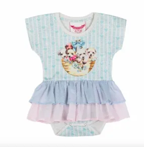 Paper Wings Infant Puppy Basket T-shirt Skirted Romper