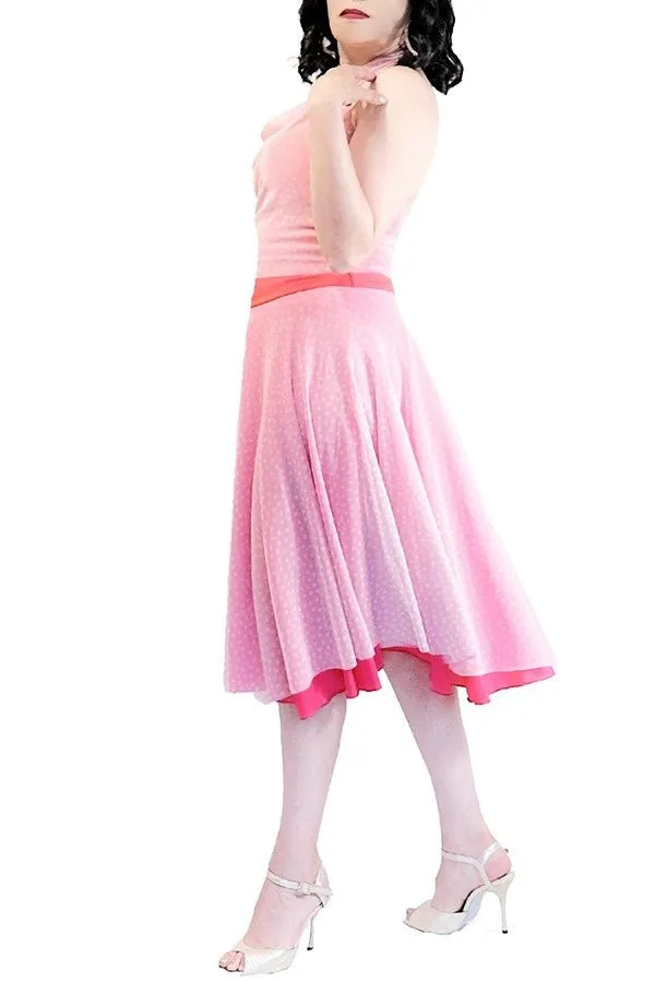 pink polka dots full circle tango skirt