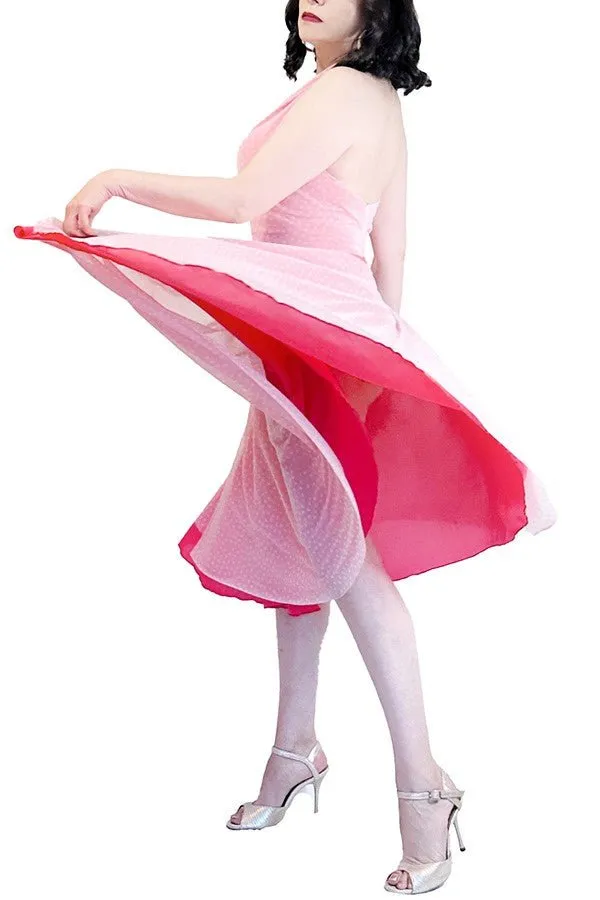pink polka dots full circle tango skirt