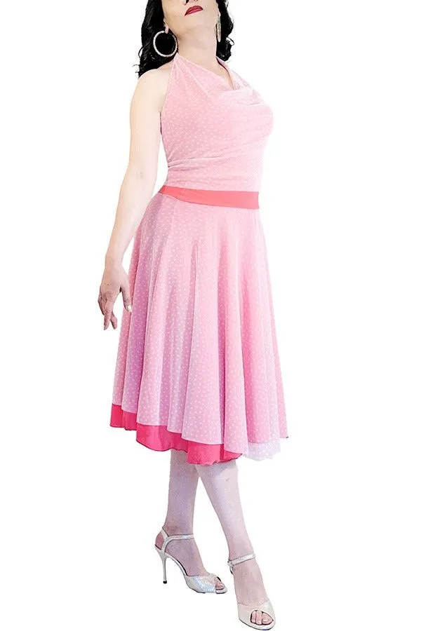pink polka dots full circle tango skirt