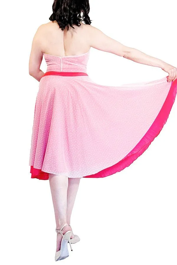 pink polka dots full circle tango skirt