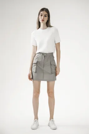 PINK/KHAKI GREEN TRENCH COAT POCKET MINI SKIRT