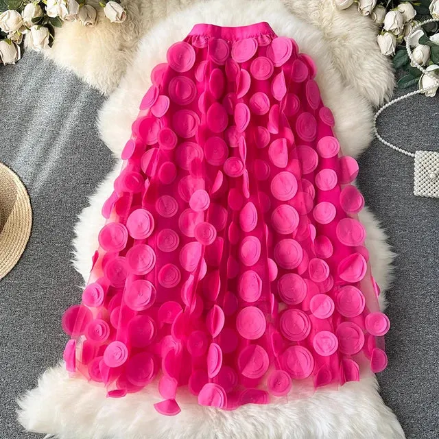 Pre Order:  Polka Dot A-Line Midi Mesh Tulle Skirt