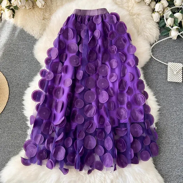 Pre Order:  Polka Dot A-Line Midi Mesh Tulle Skirt