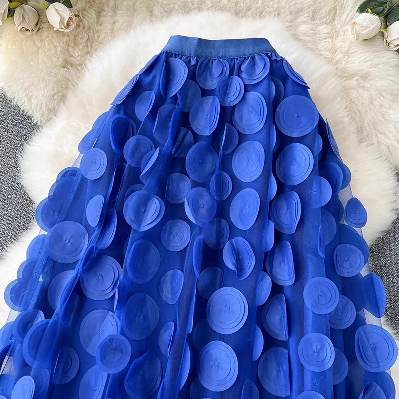 Pre Order:  Polka Dot A-Line Midi Mesh Tulle Skirt