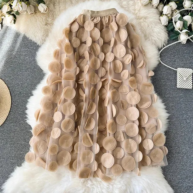 Pre Order:  Polka Dot A-Line Midi Mesh Tulle Skirt