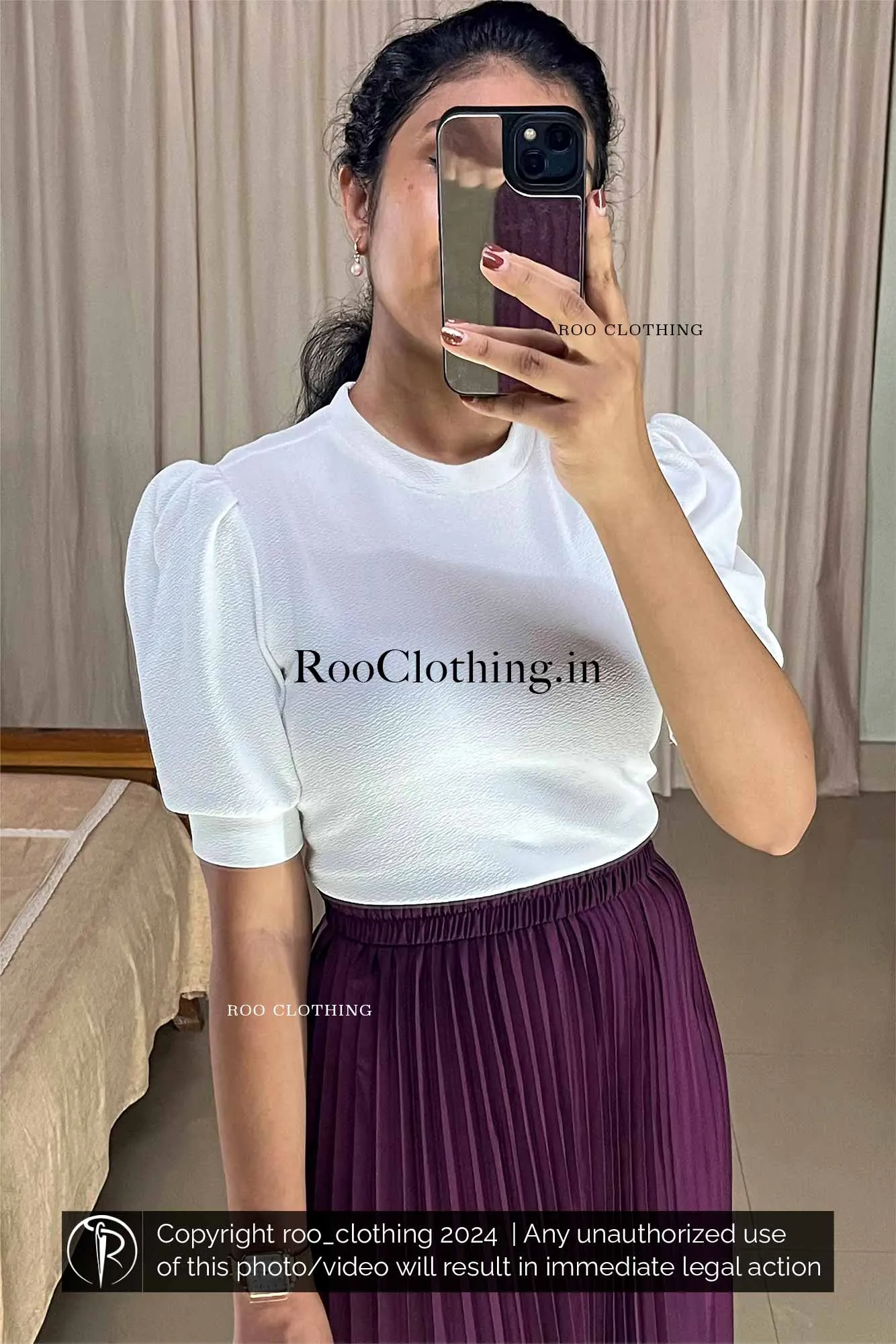 Purple Accordion Pleated Skirt Only
