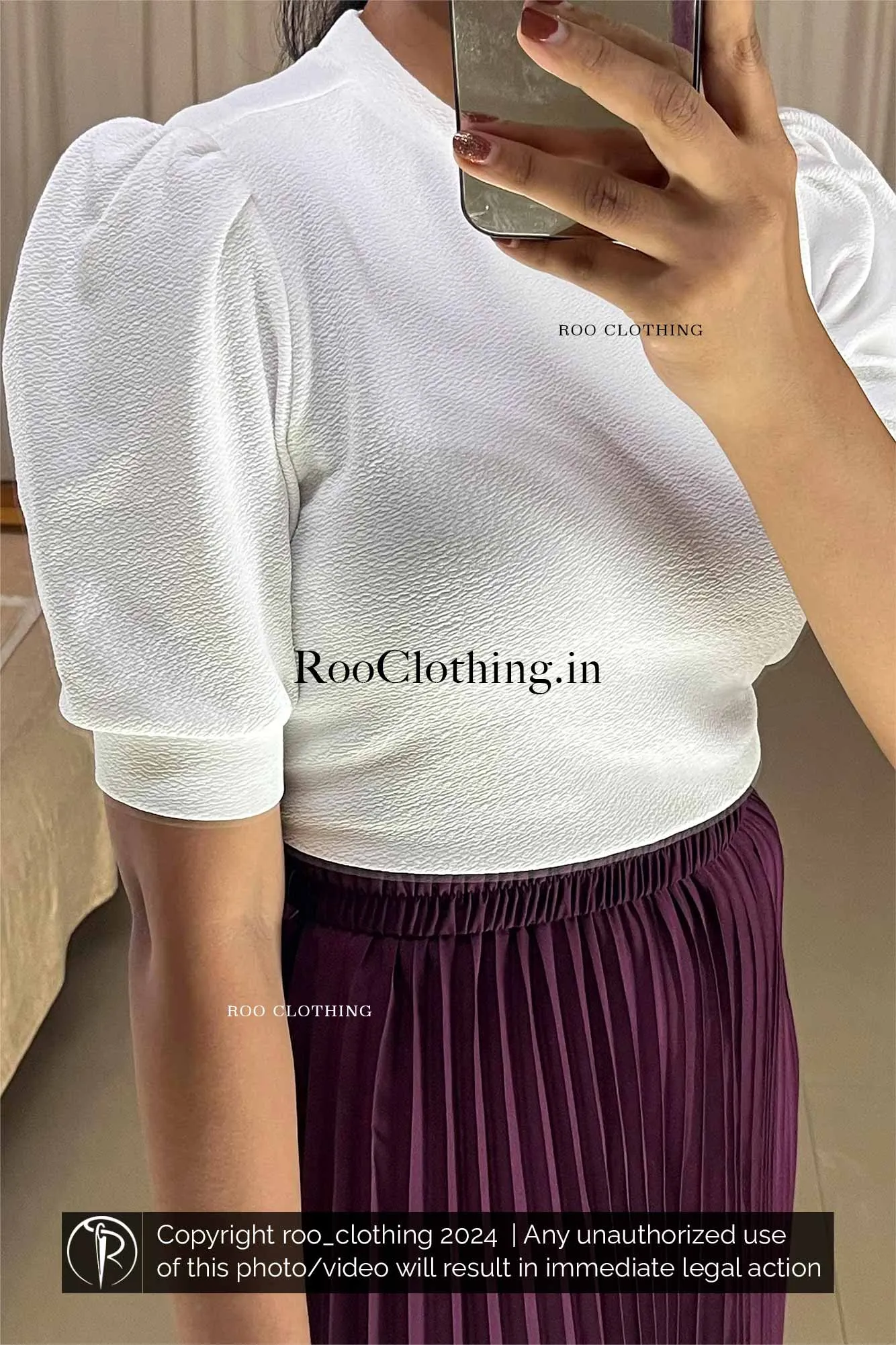 Purple Accordion Pleated Skirt Only